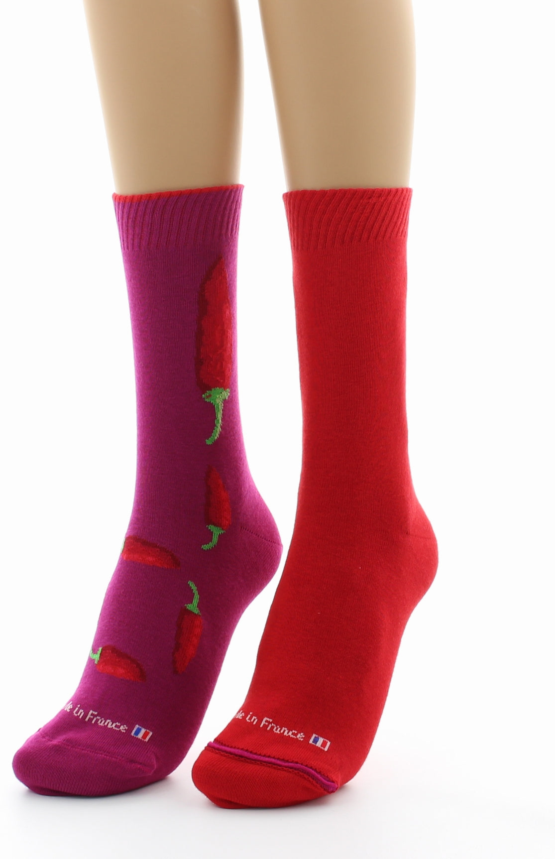 Doubles chaussettes réversibles Piments Fushia Intérieur Rouge FUSHIA-ROUGE