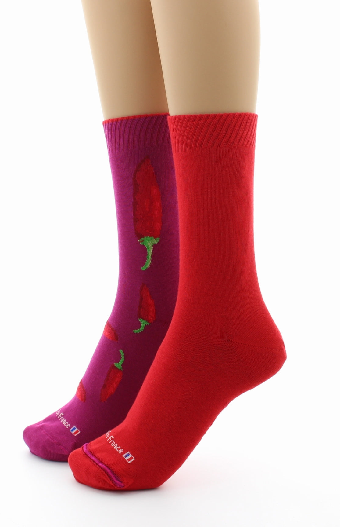 Doubles chaussettes réversibles Piments Fushia Intérieur Rouge FUSHIA-ROUGE