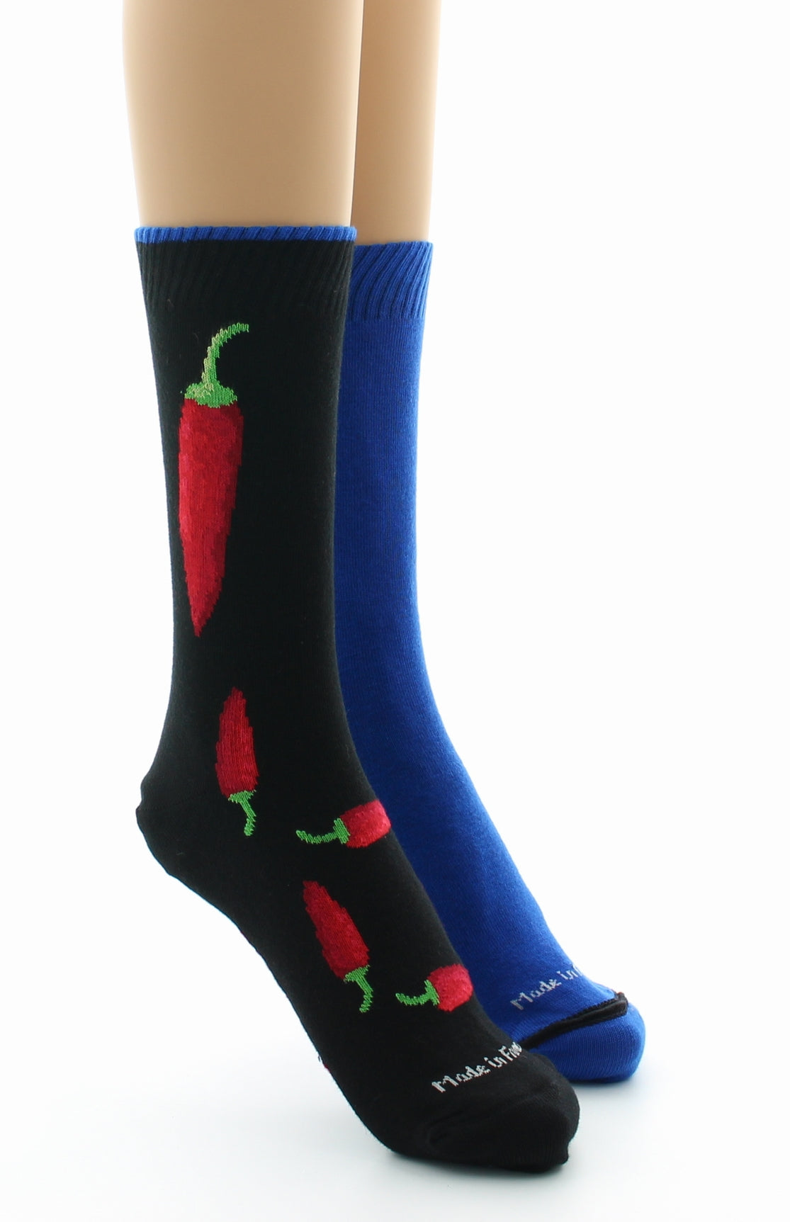 Doubles chaussettes réversibles Piments Noir Intérieur Bleu NOIR-BLEU