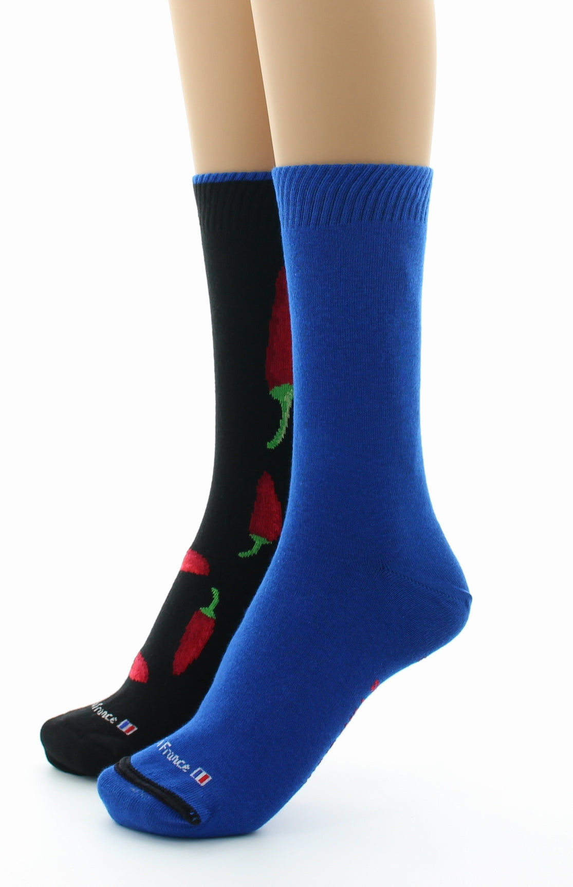 Doubles chaussettes réversibles Piments Noir Intérieur Bleu NOIR-BLEU