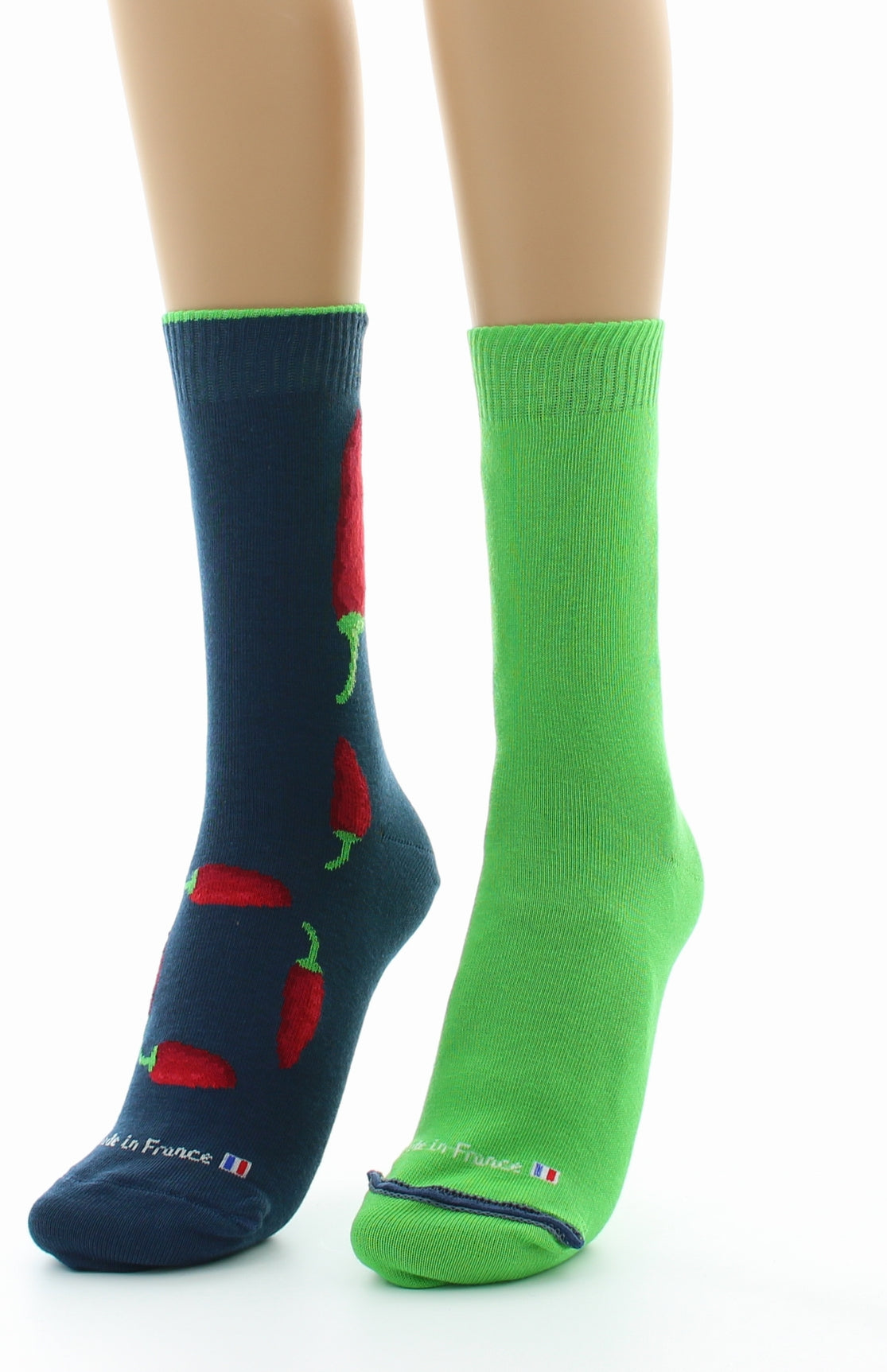 Doubles chaussettes réversibles Piments Vert de gris Intérieur Vert VERT DE GRIS-VERT