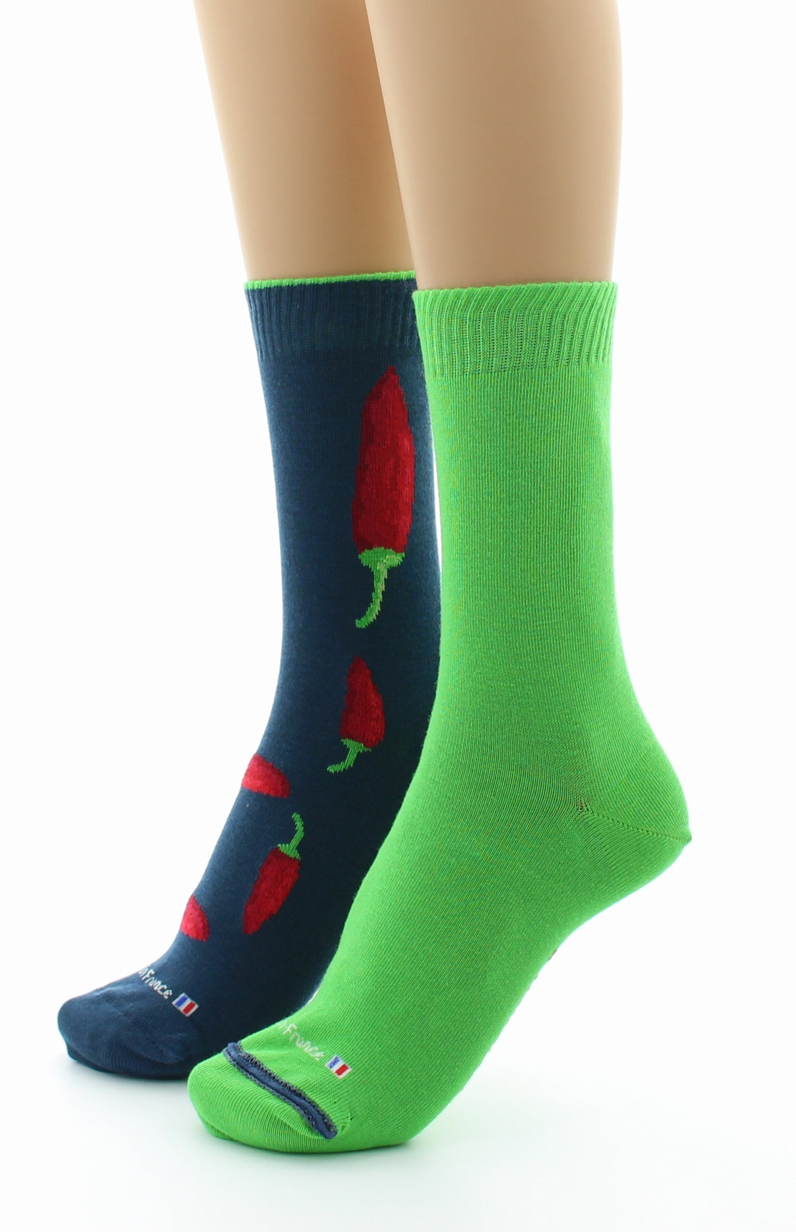 Doubles chaussettes réversibles Piments Vert de gris Intérieur Vert VERT DE GRIS-VERT