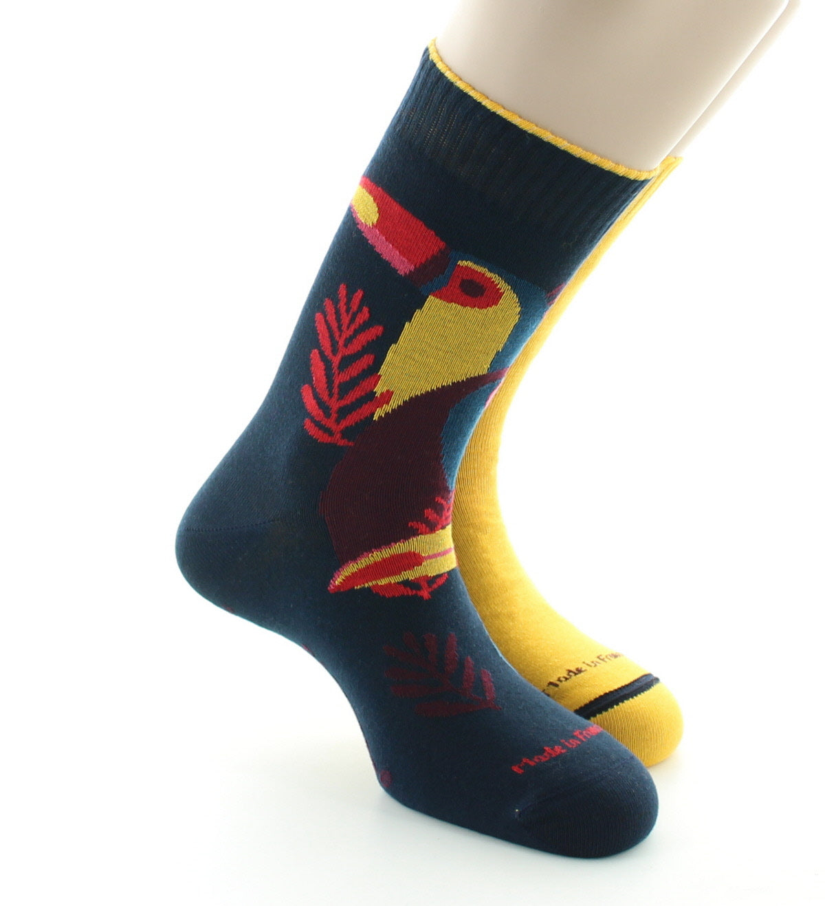 Doubles chaussettes réversibles Toucan Marine Intérieur Jaune MARINE-JAUNE