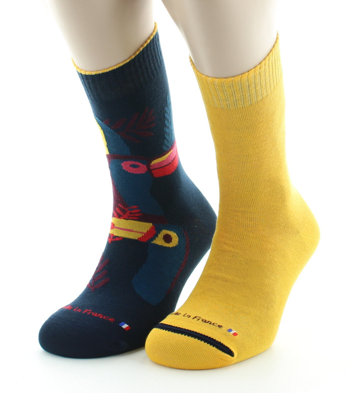 Doubles chaussettes réversibles Toucan Marine Intérieur Jaune MARINE-JAUNE