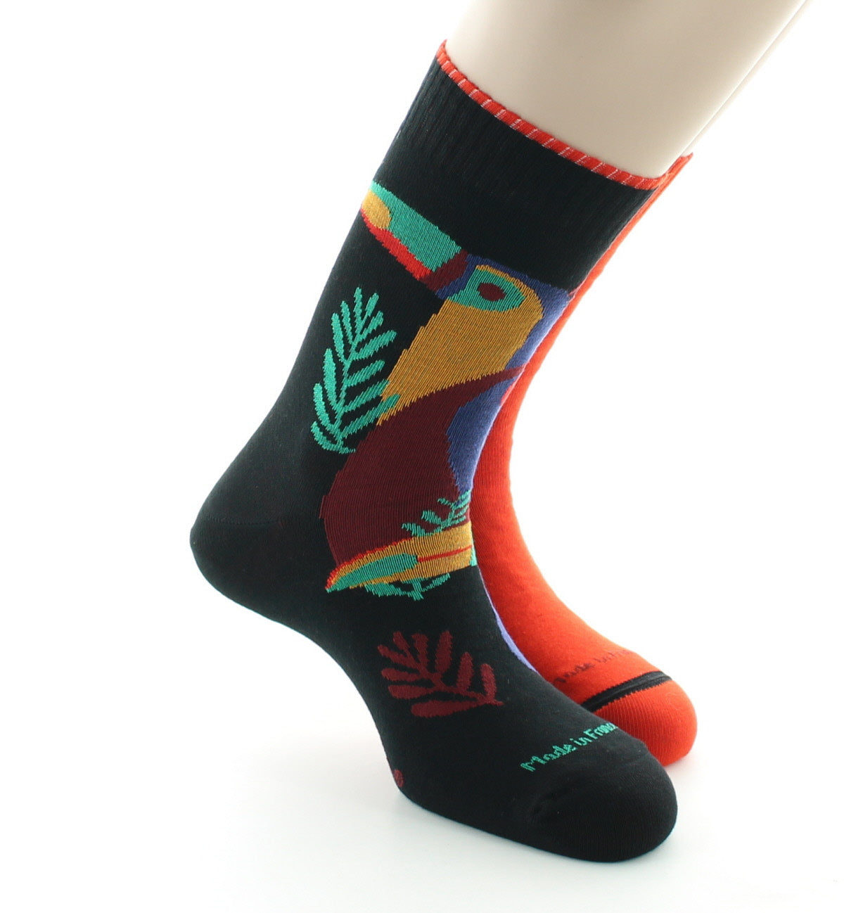 Doubles chaussettes réversibles Toucan Noir Intérieur Orange NOIR-MINIUM