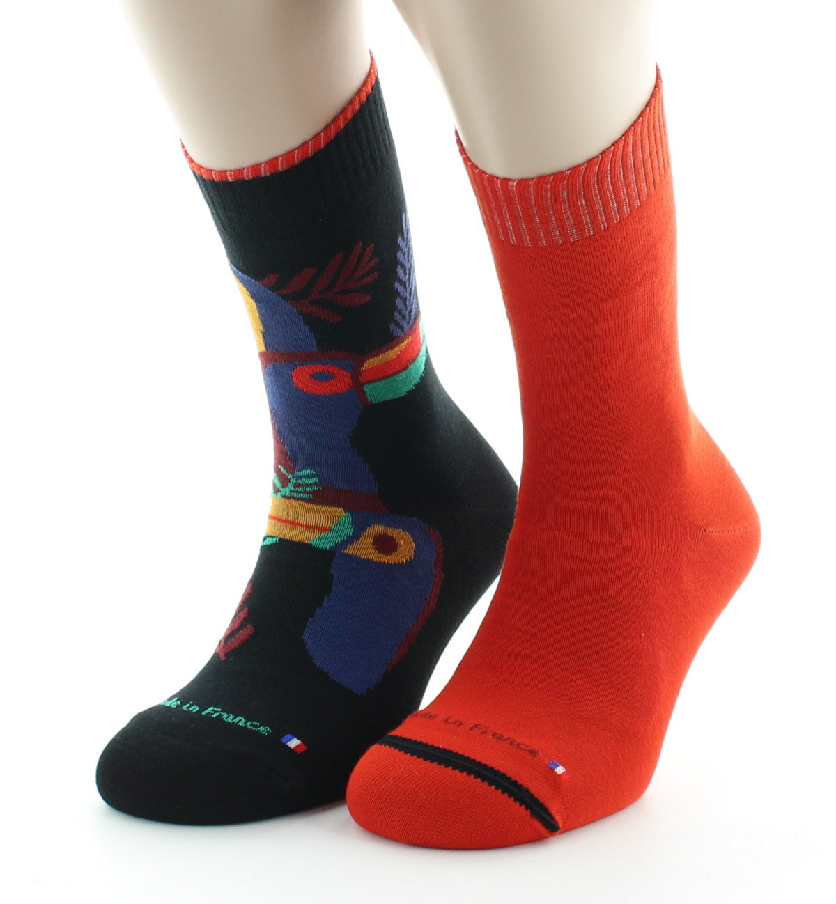 Doubles chaussettes réversibles Toucan Noir Intérieur Orange NOIR-MINIUM