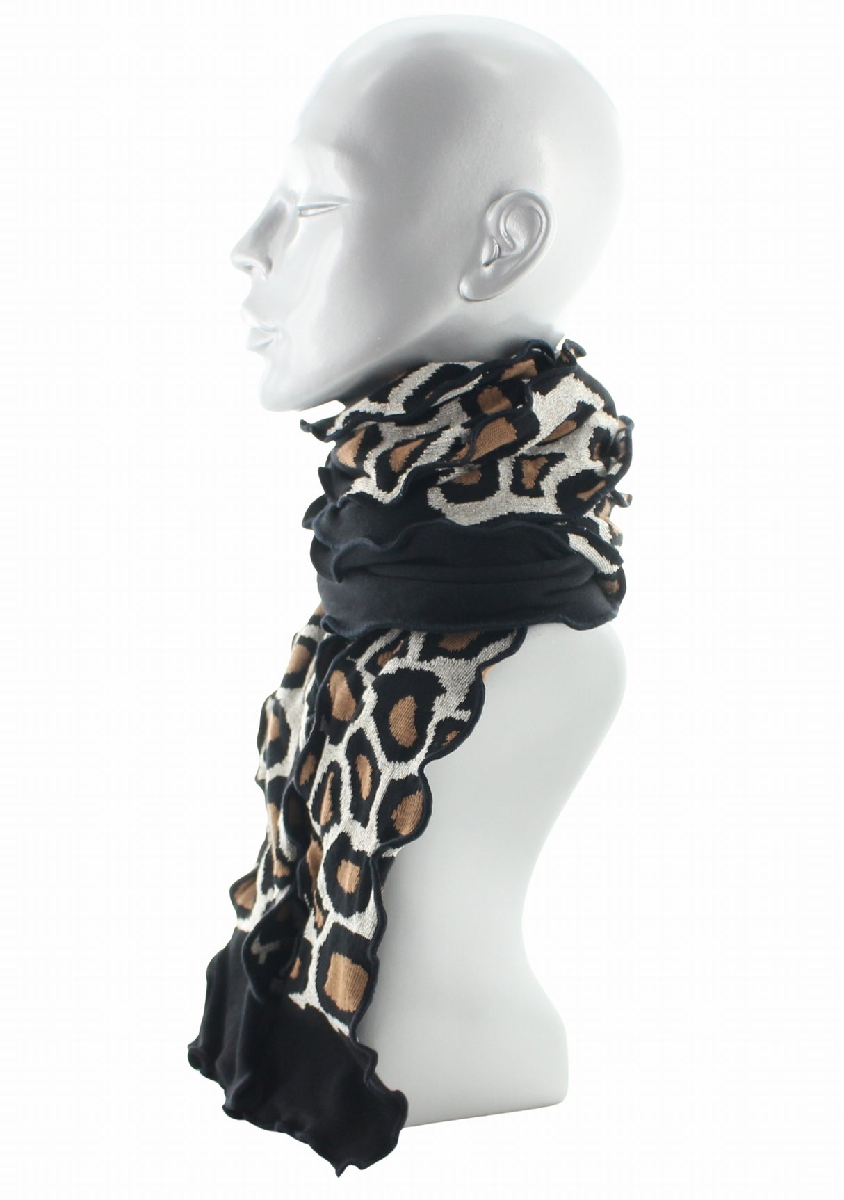 Écharpe femme coton Berthe Léopard NOIR