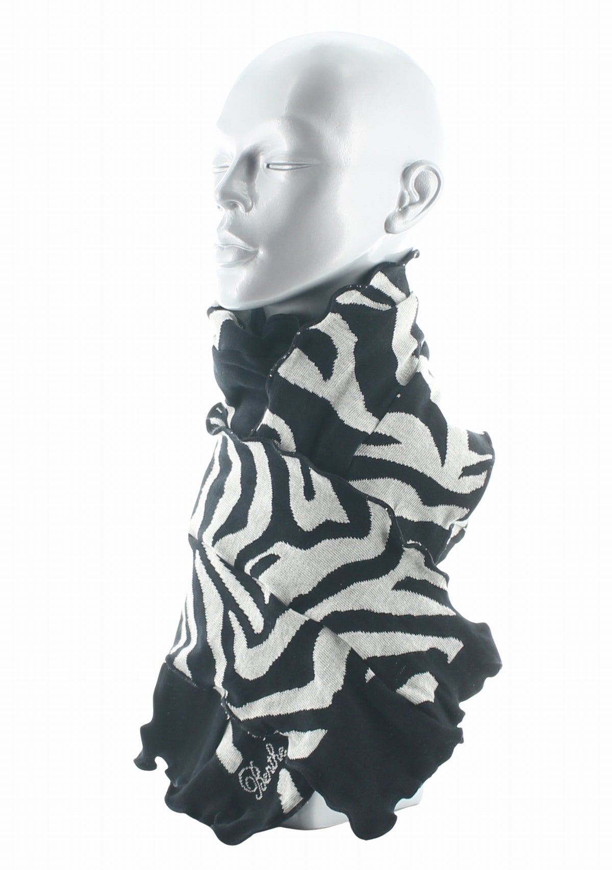 Écharpe femme coton Berthe Zèbre NOIR/BLANC