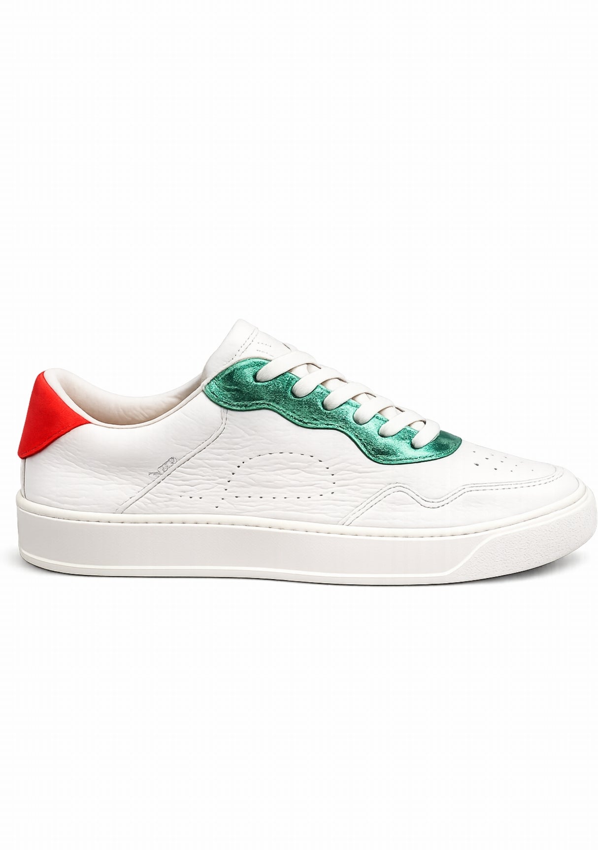 Ector 240 Cuir Blanc/Vert - Sneakers Made in France METALLISE