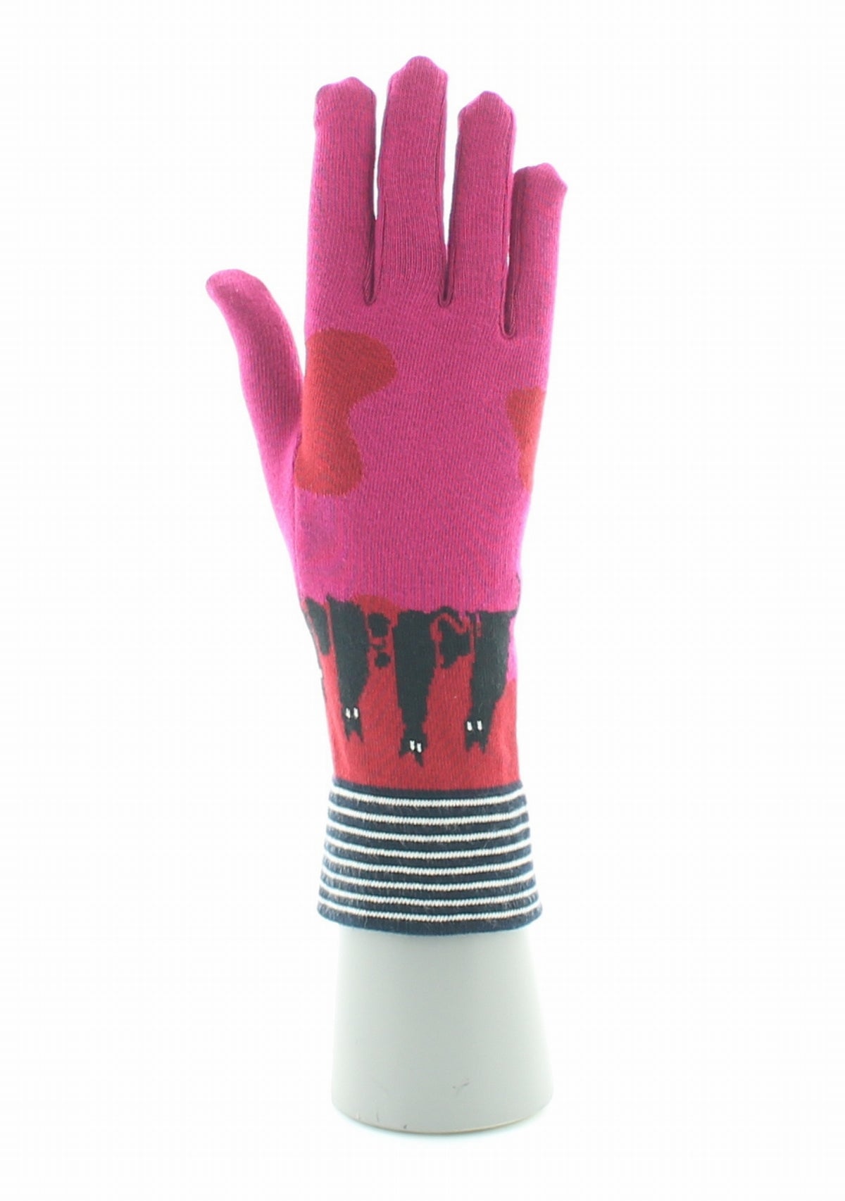 Gants coton femme Berthe Chats ROSE/ROUGE