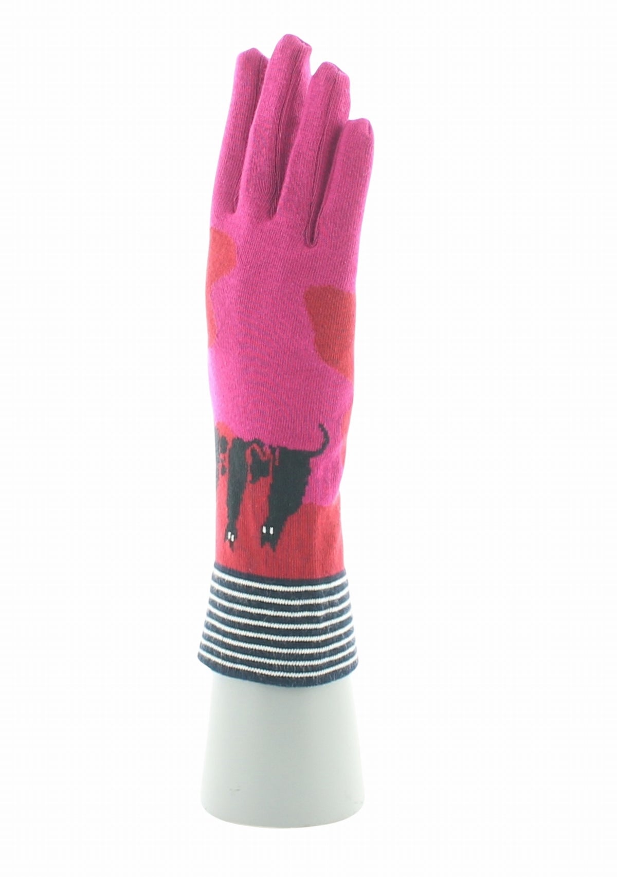 Gants coton femme Berthe Chats ROSE/ROUGE