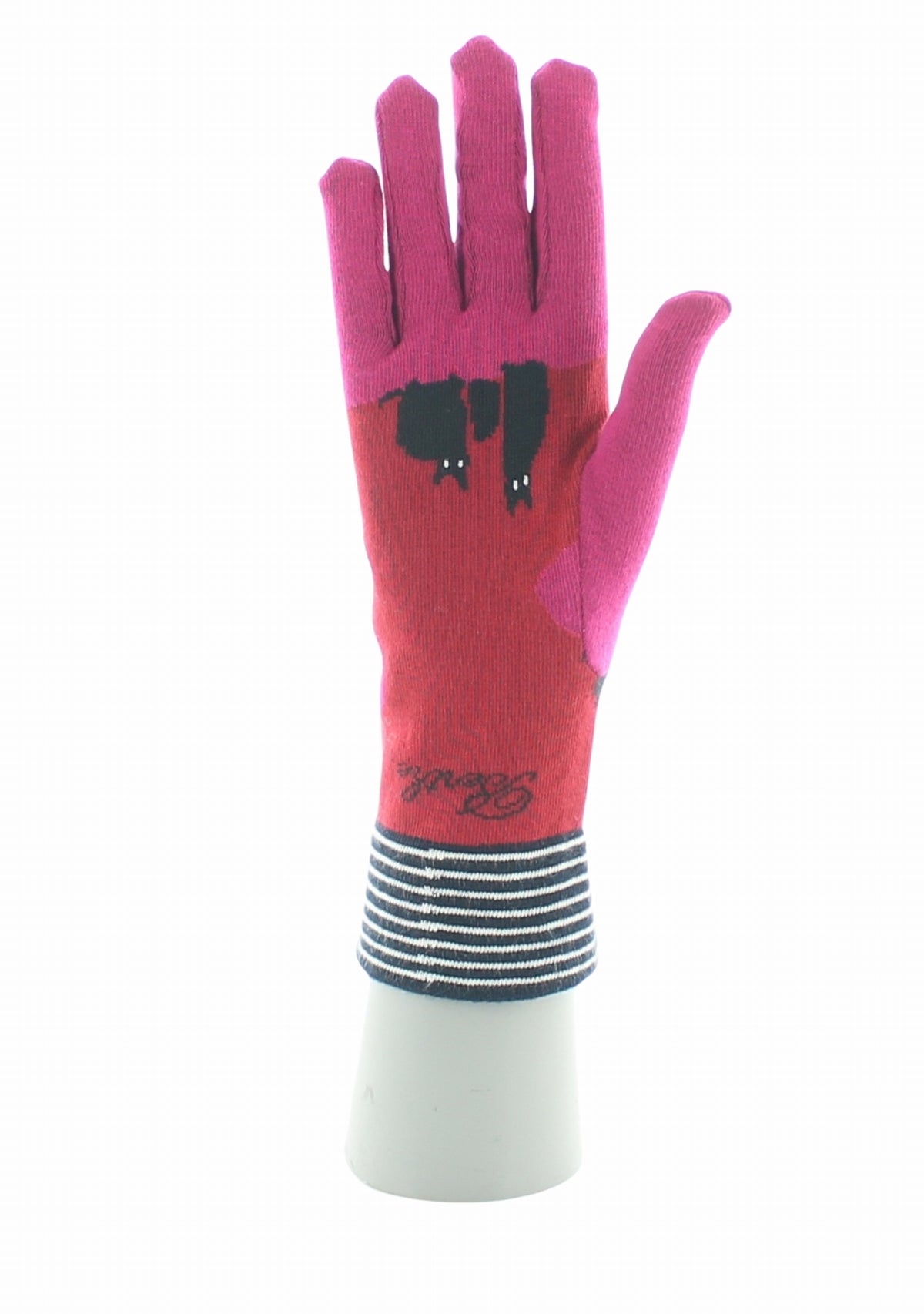 Gants coton femme Berthe Chats ROSE/ROUGE