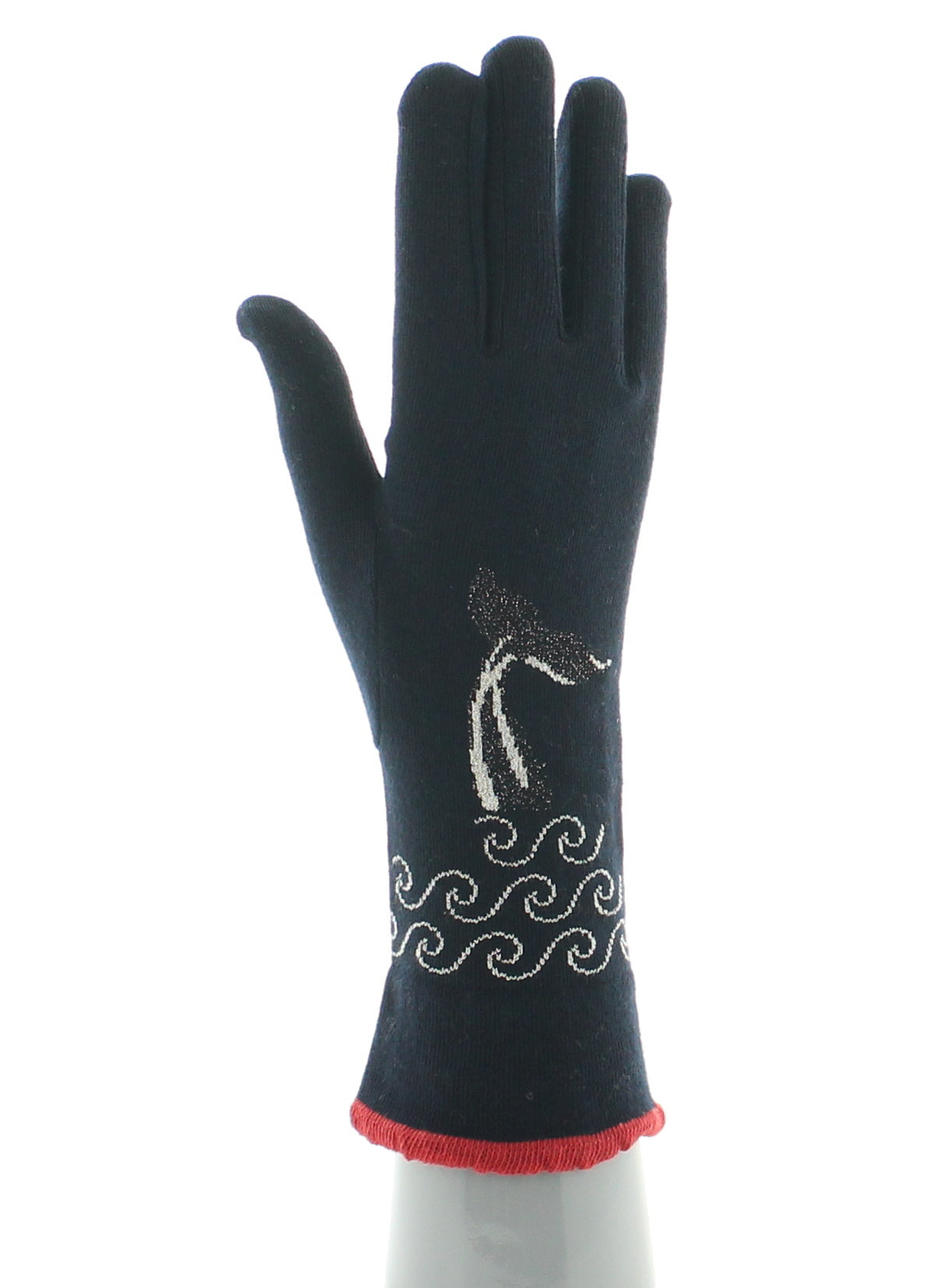 Gants coton femme la baleine BLEU MARINE