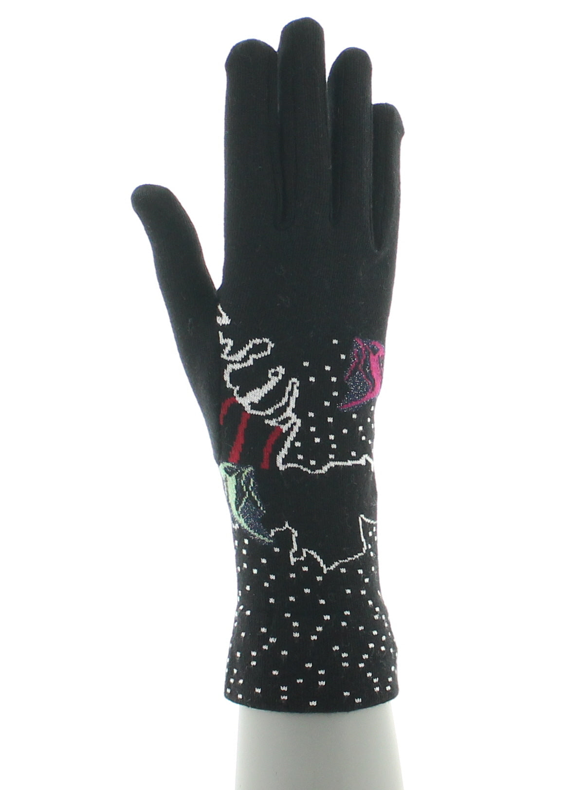 Gants coton femme poissons NOIR