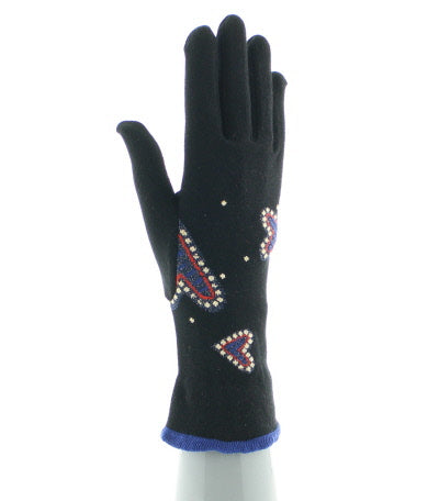 Gants femme coton cœur NOIR