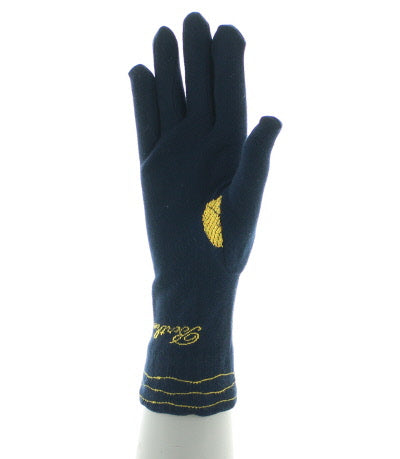 Gants femme coton feuilles d'or MARINE