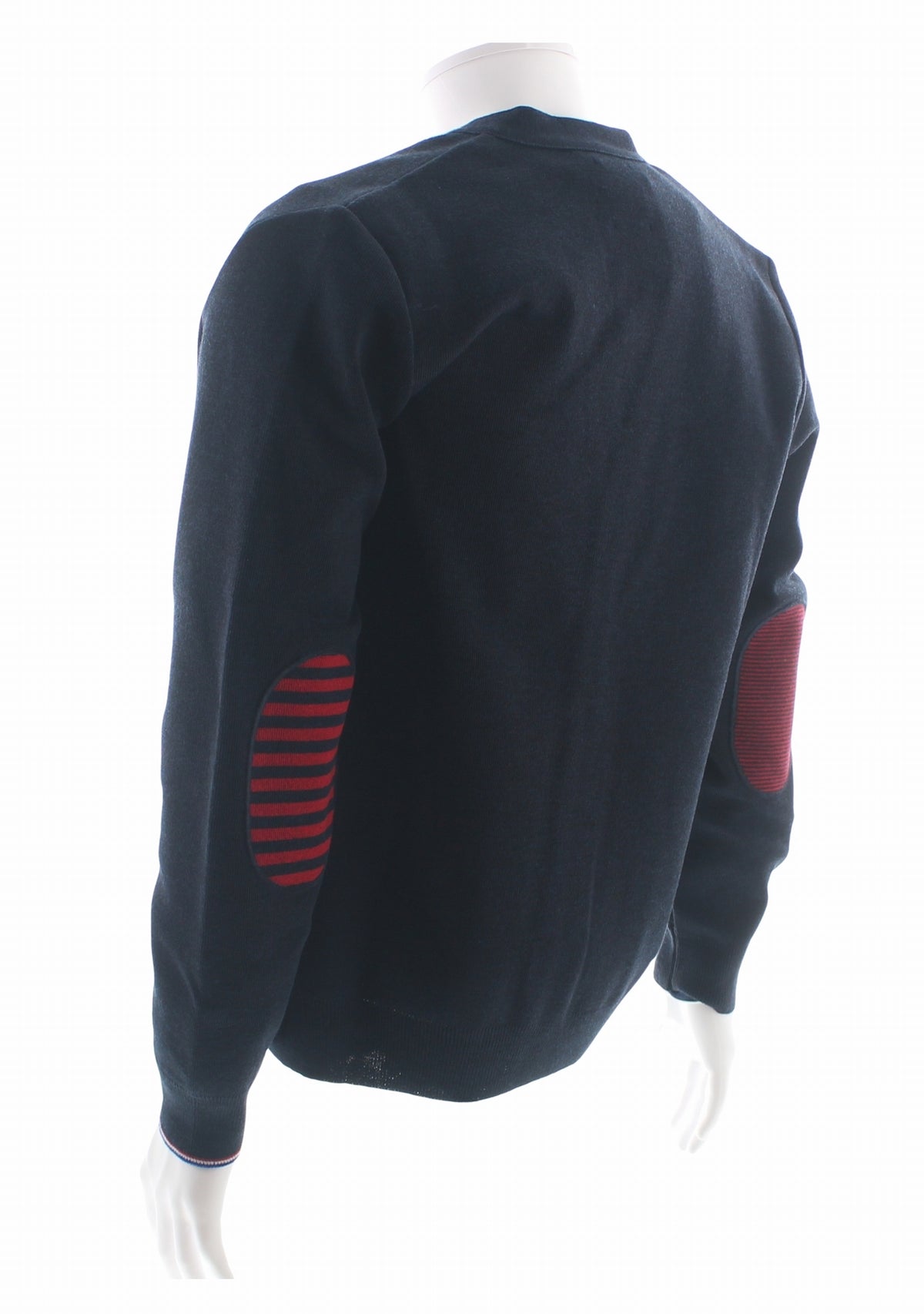 Gilet mixte en laine marine à coudières rayées MARINE
