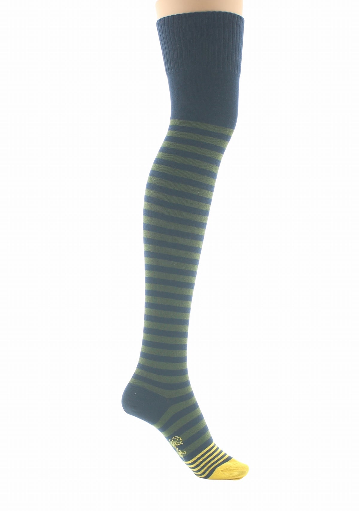 Jambières femme coton Berthe rayures kaki MARINE/KAKI