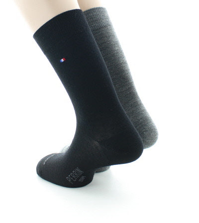 Lot 2 paires de chaussettes unie en laine peignée NOIR/ANTHRACITE