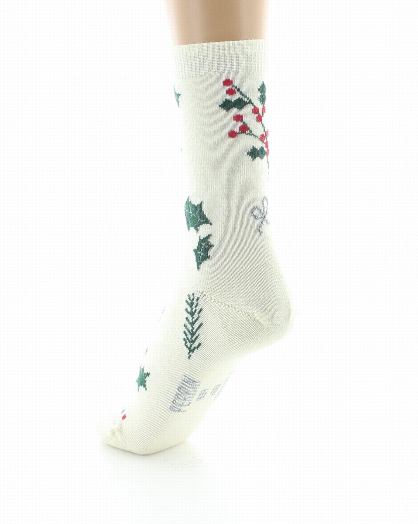 Lot 2p chaussettes femme laine peignée "houx" écru ECRU