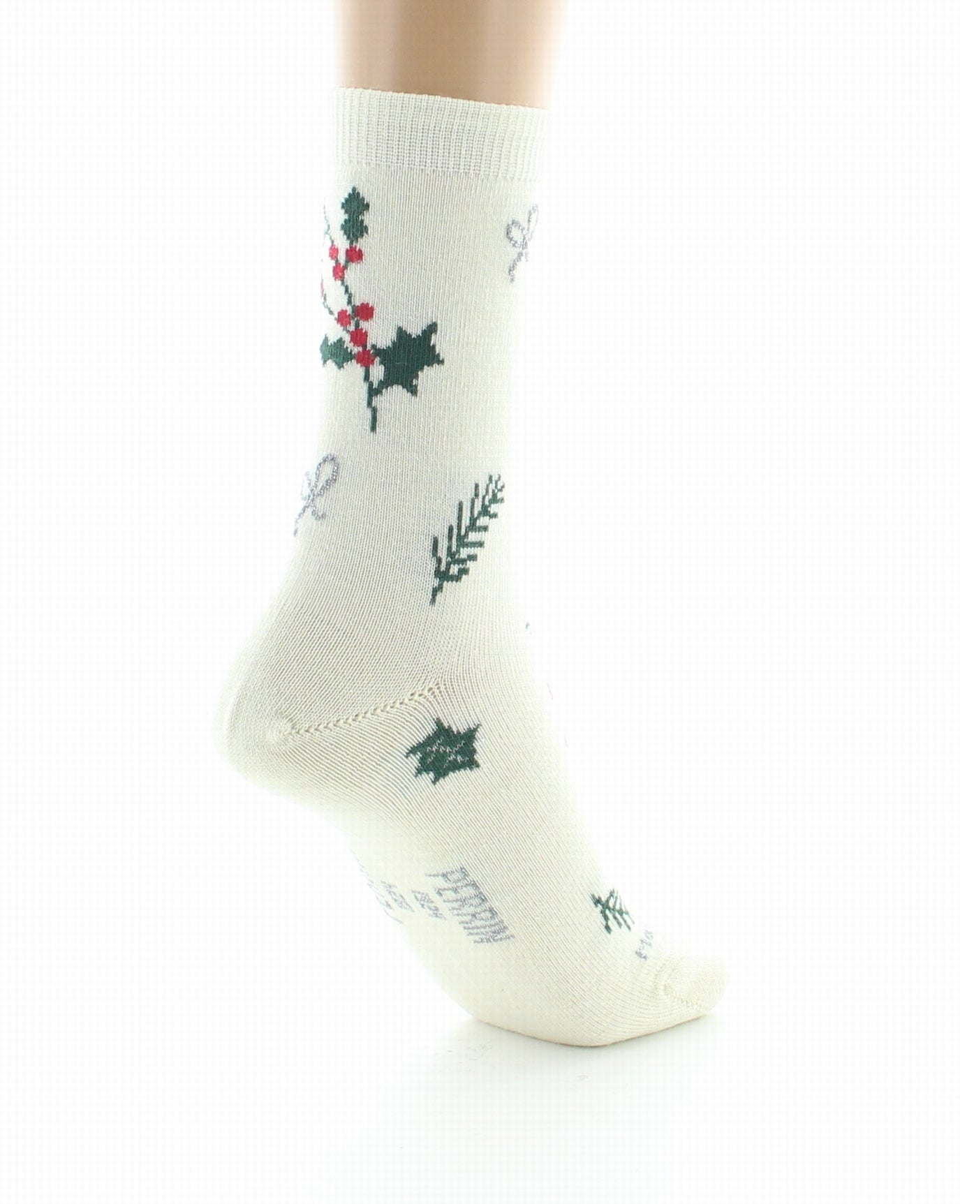 Lot 2p chaussettes femme laine peignée "houx" écru ECRU