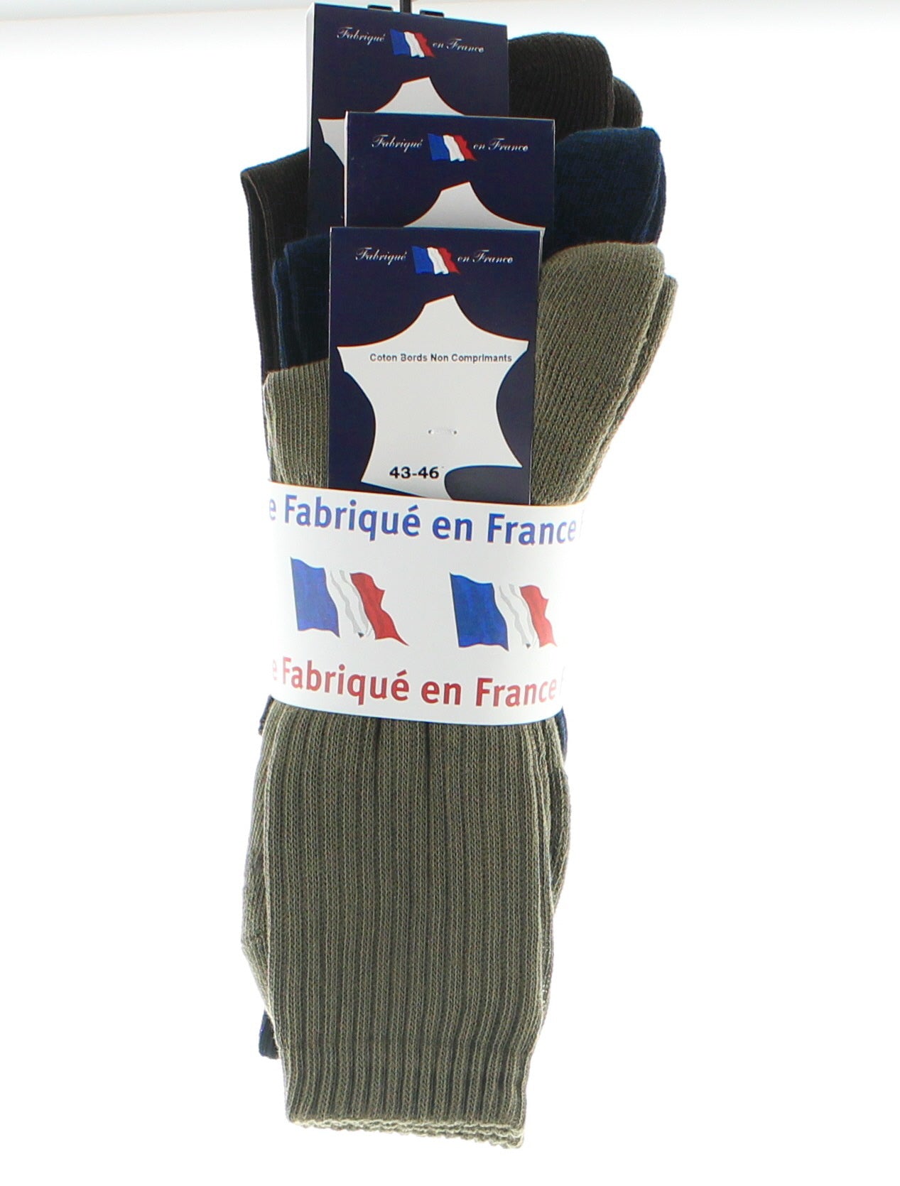 Lot 3 paires de mi-chaussettes en coton et semelle bouclette ASSORTI