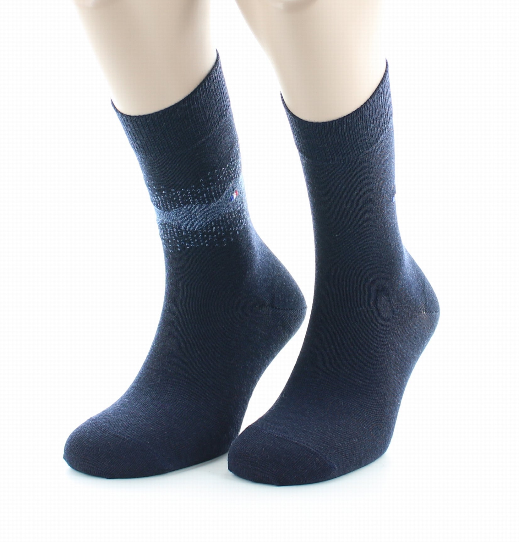 Lot de 2 paires Chaussettes Laine Peignée Fantaisie Marine MARINE