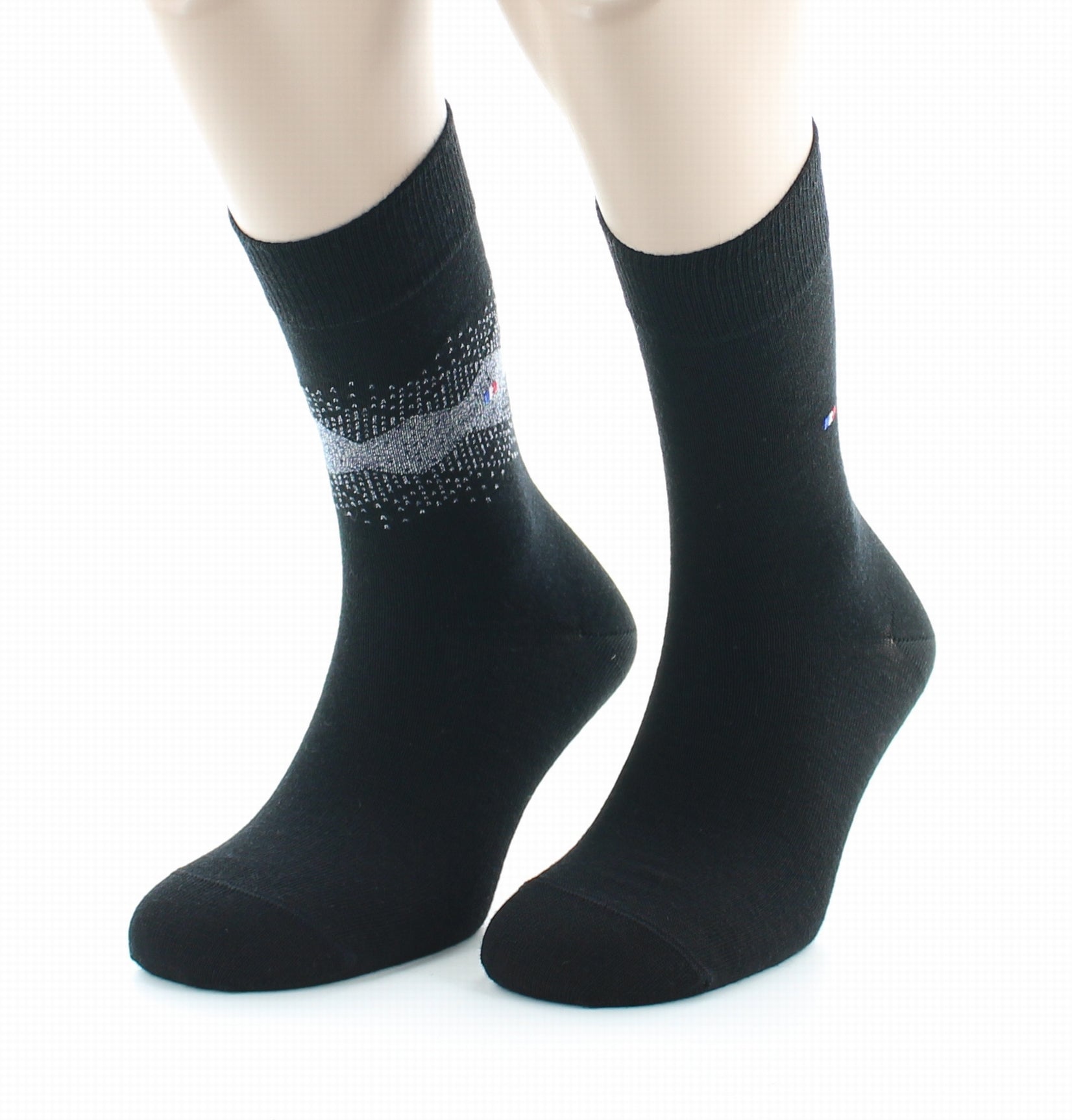 Lot de 2 paires Chaussettes Laine Peignée Fantaisie Noir/Gris NOIR-GRIS