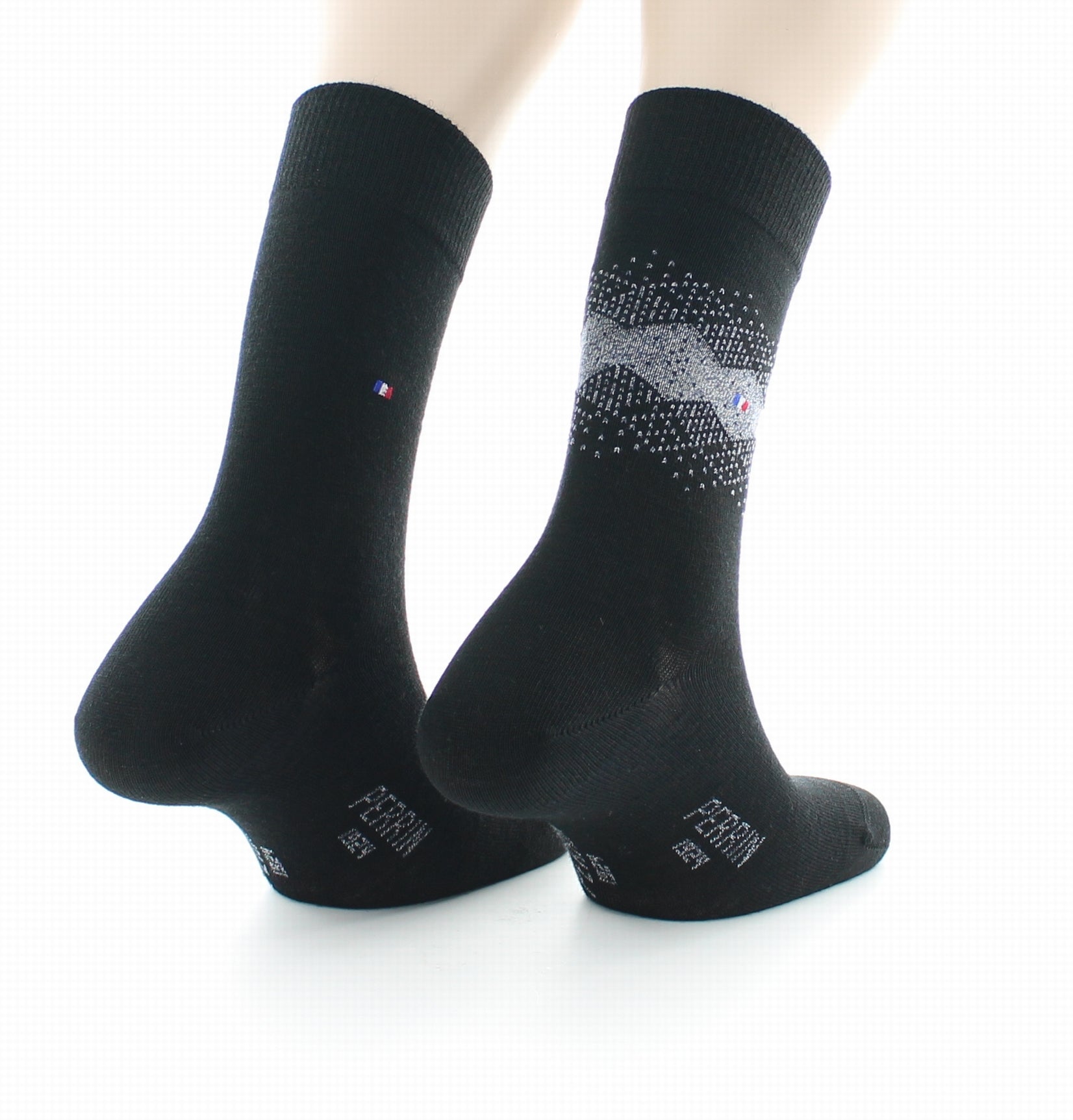 Lot de 2 paires Chaussettes Laine Peignée Fantaisie Noir/Gris NOIR-GRIS