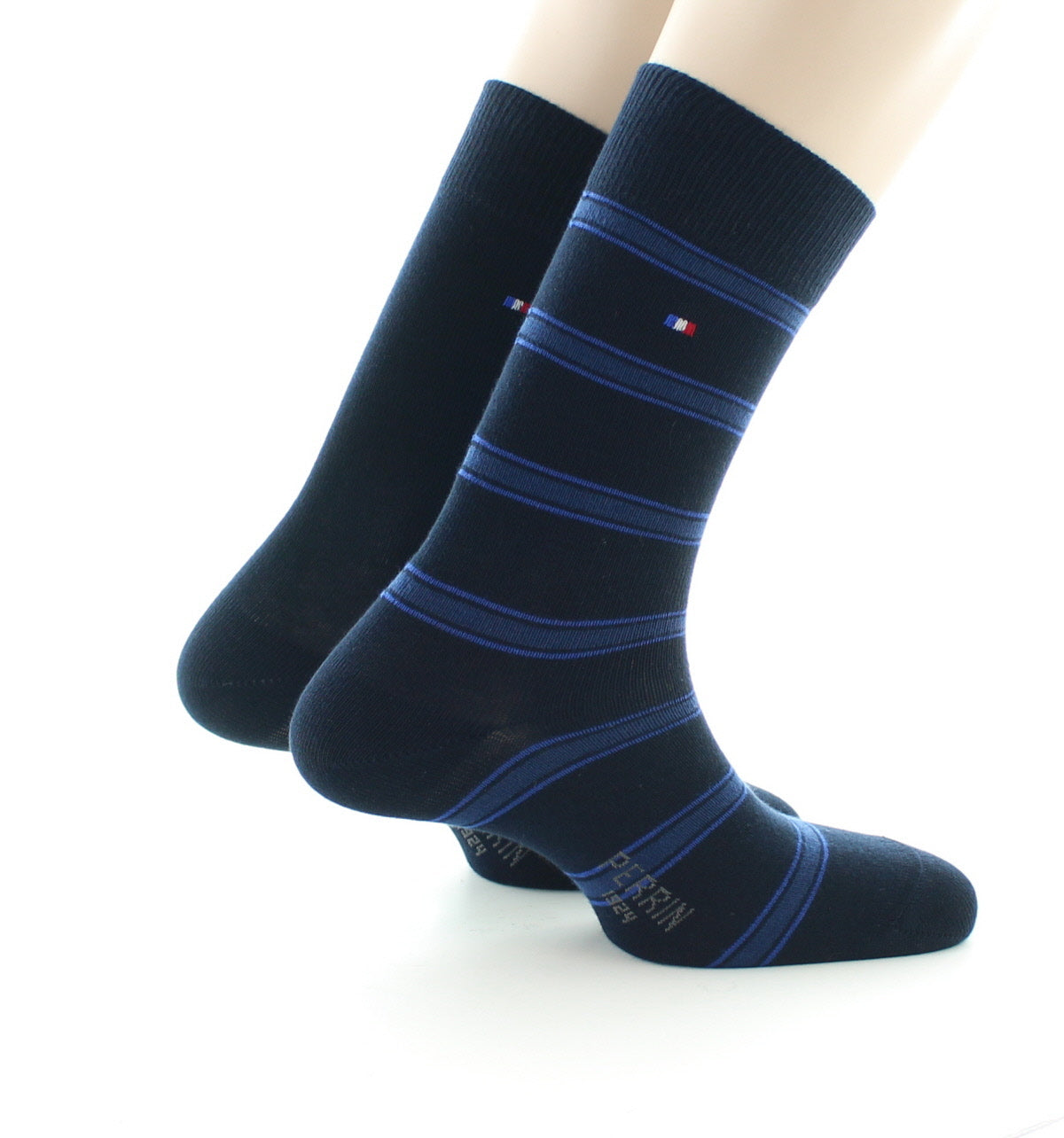 Lot de 2 paires de chaussettes mixtes en coton peigné MARINE-BLEU