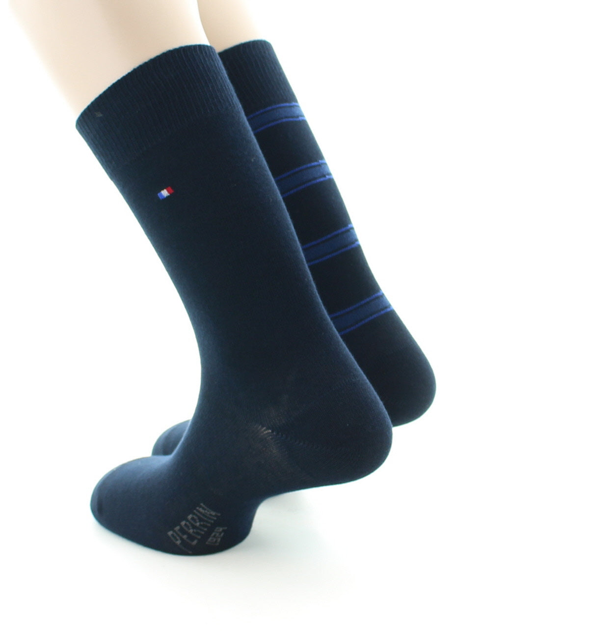 Lot de 2 paires de chaussettes mixtes en coton peigné MARINE-BLEU