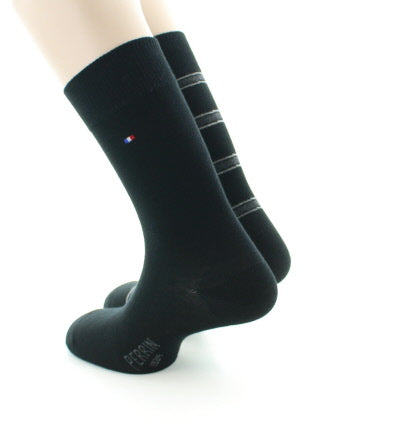 Lot de 2 paires de chaussettes mixtes en coton peigné NOIR