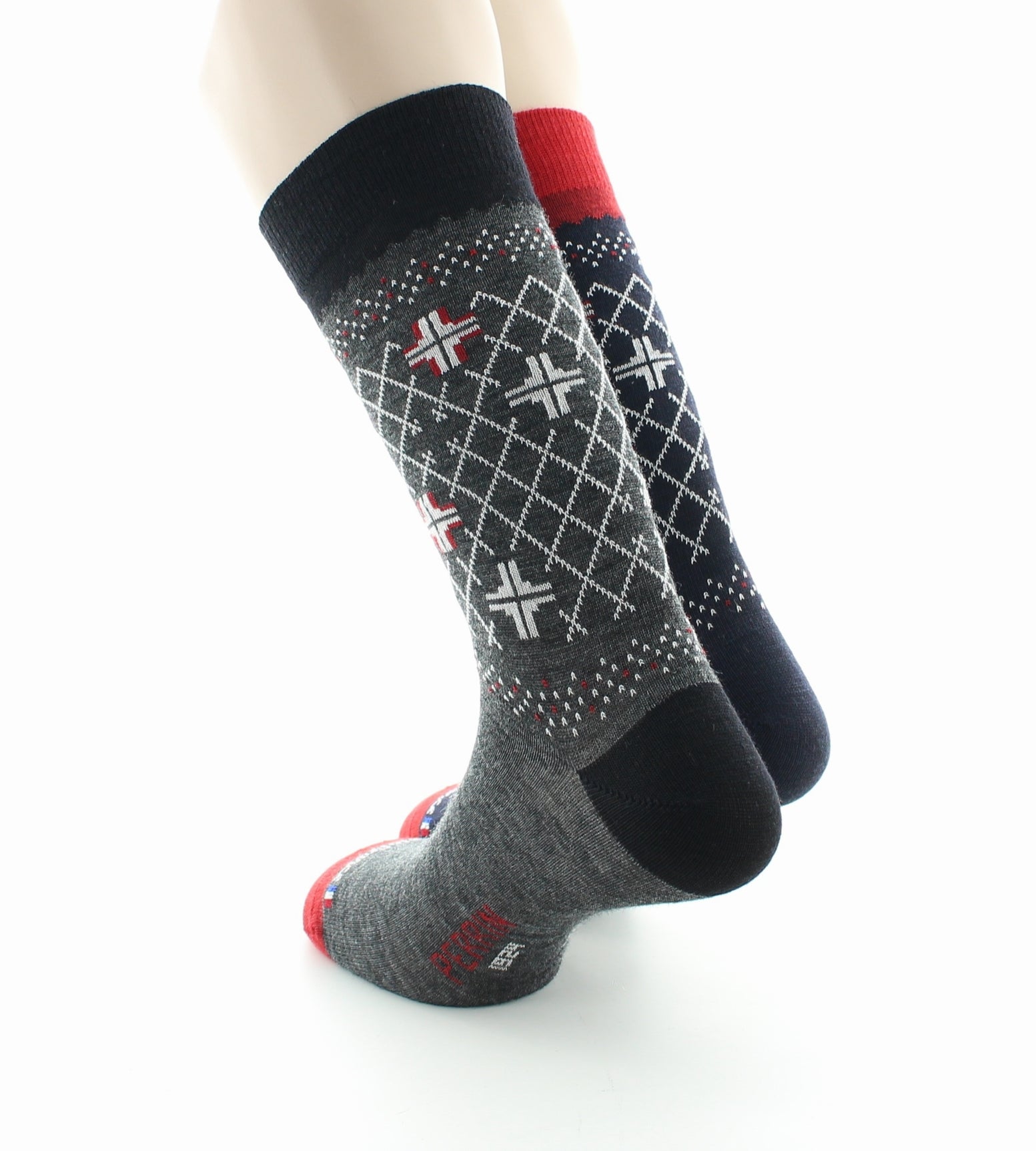 Lot de 2 paires de chaussettes mixtes Nordiques en laine peignée NOIR-MARINE