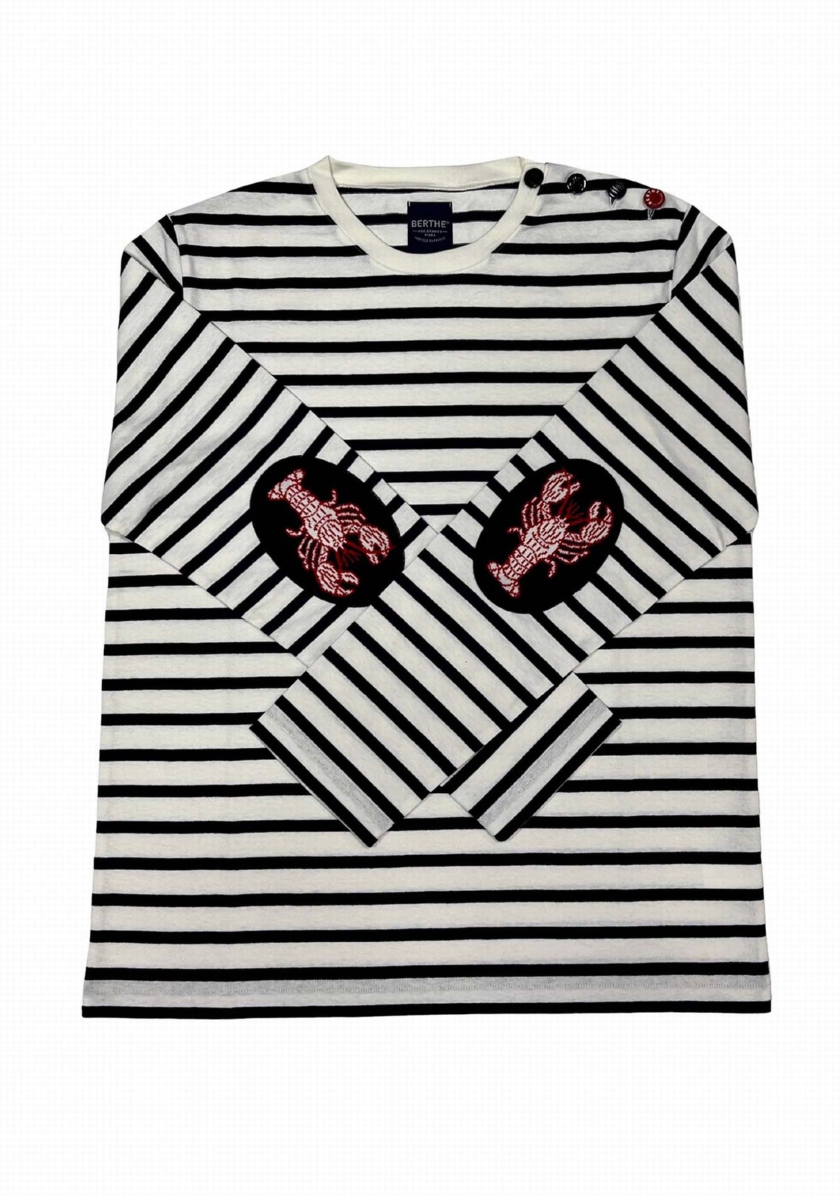 Marinière mixte Berthe Aux Grands Pieds col rond coudières homard marine ivoire MAR/IVO