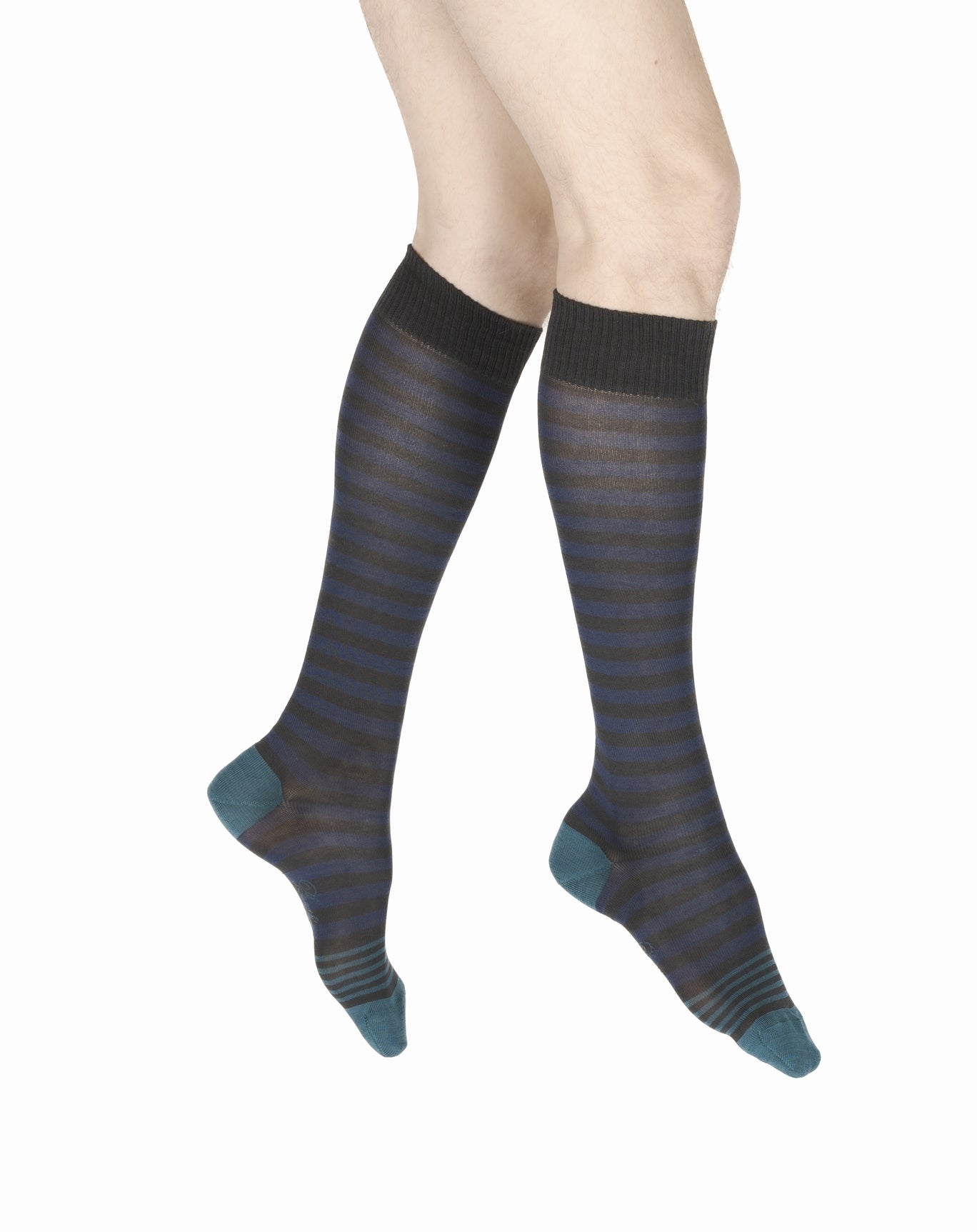 Mi-bas en fil d’Écosse pour homme Berthe Bleu Roi/Gris Bleu/Canard BLEU CANARD