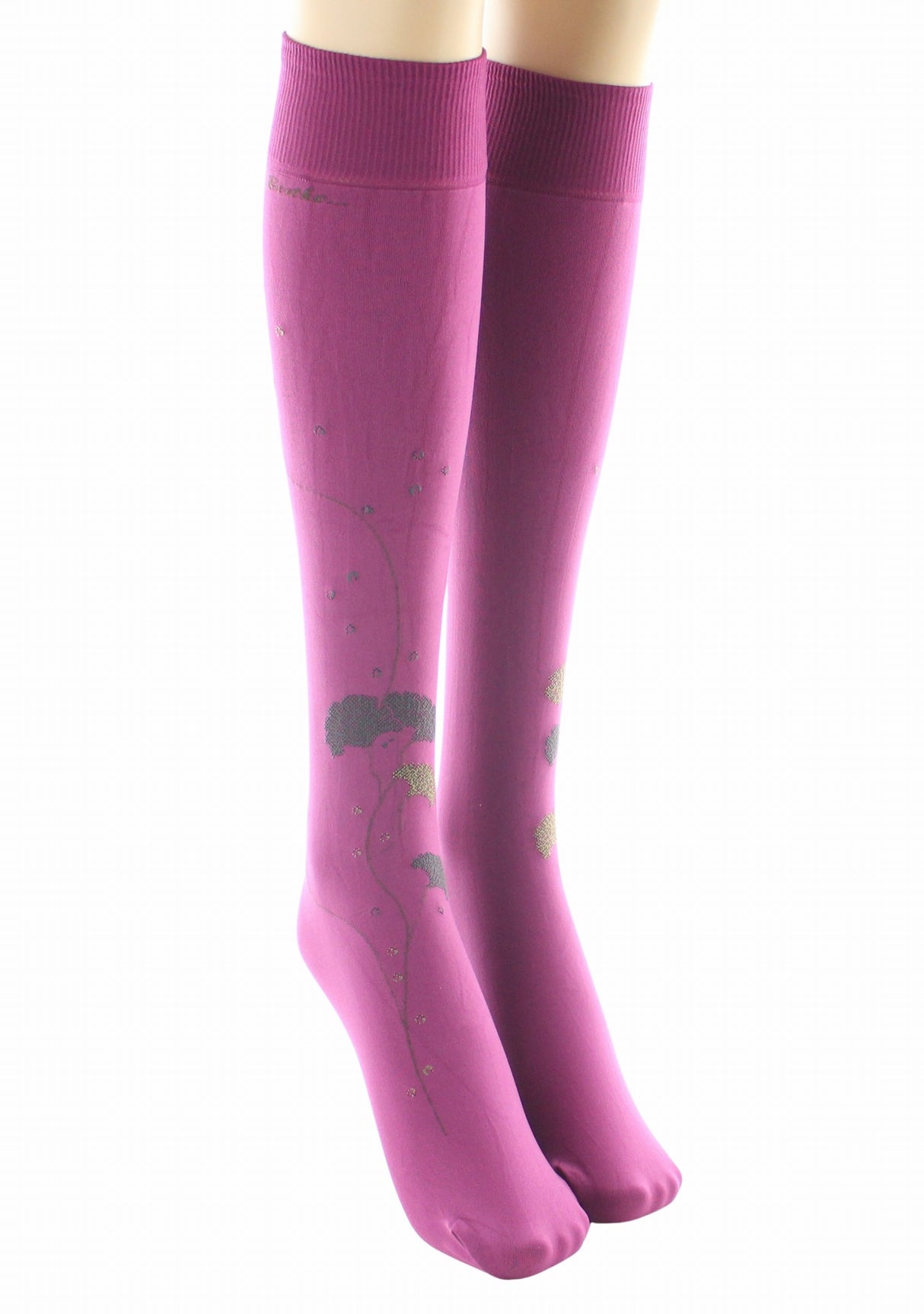 Mi-bas femme 40 deniers Albizia Berthe Fuchsia/Kaki/Gris FUCHSIA
