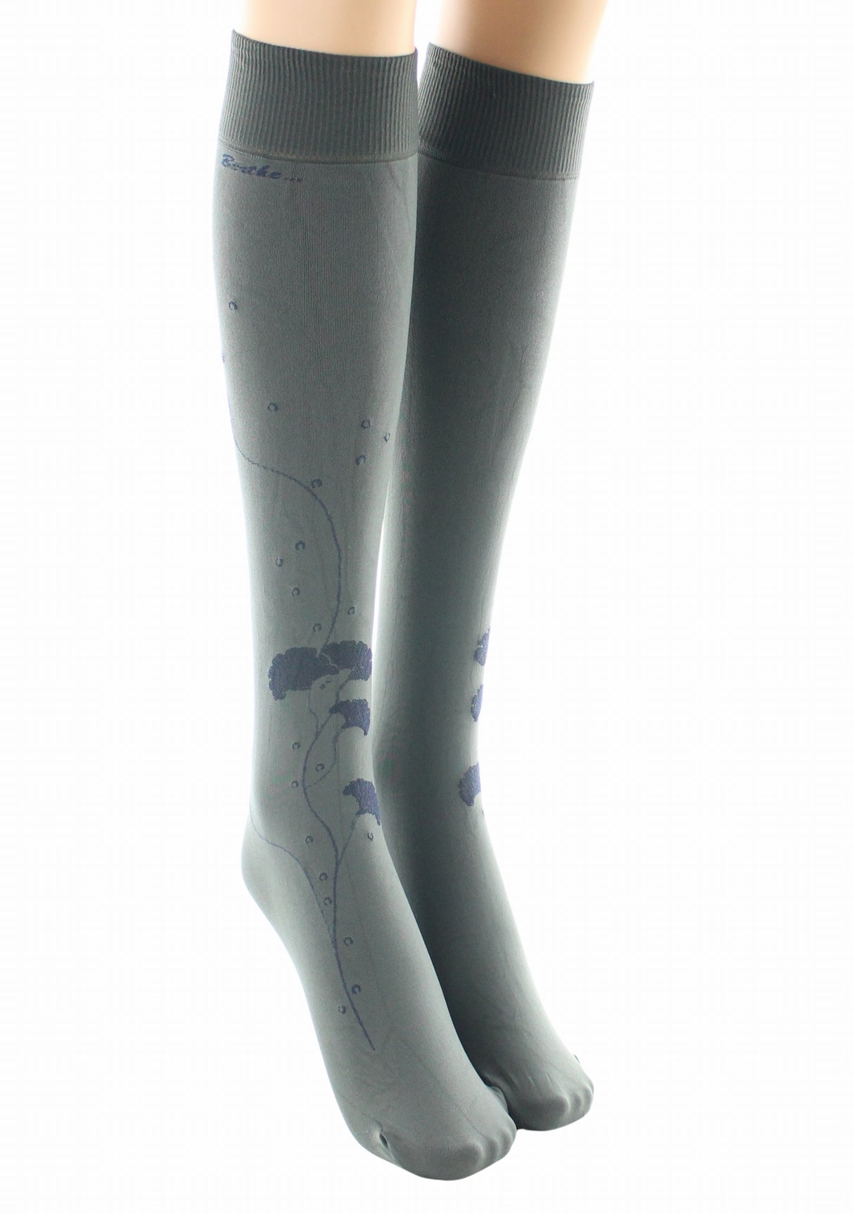 Mi-bas femme 40 deniers Berthe Albizia Kaki/Marine KAKI