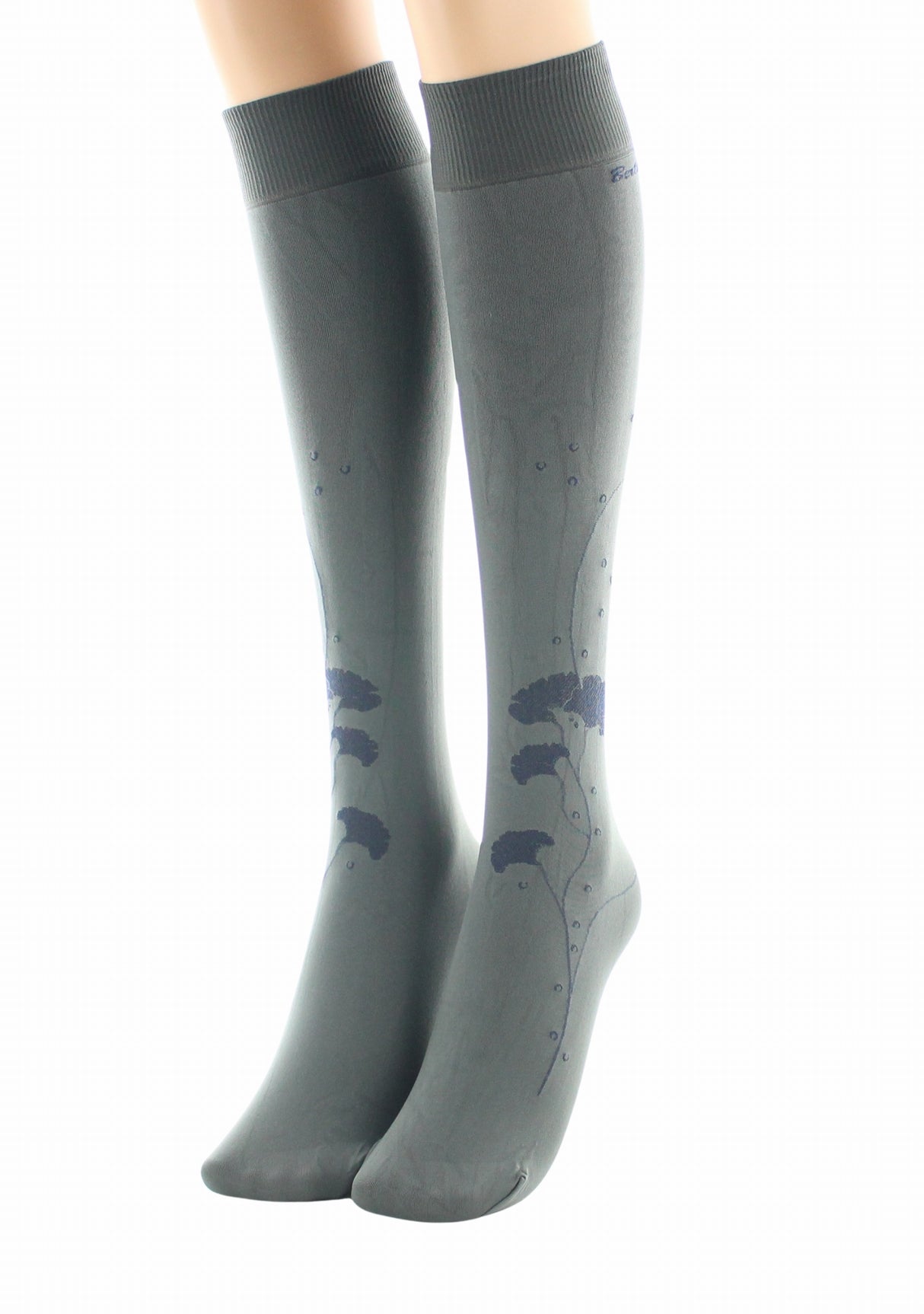 Mi-bas femme 40 deniers Berthe Albizia Kaki/Marine KAKI