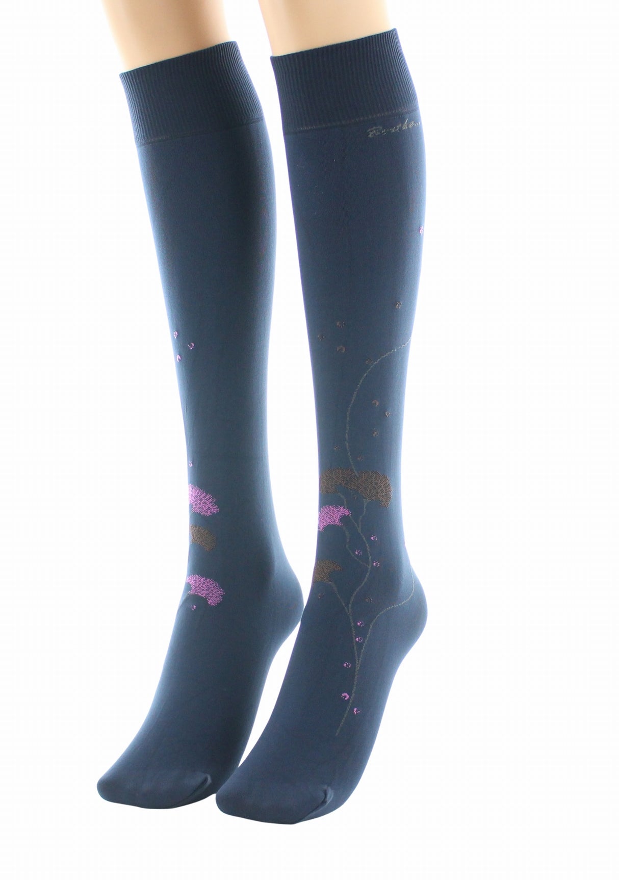 Mi-bas femme 40 deniers Berthe Albizia Marine/Rose MARINE