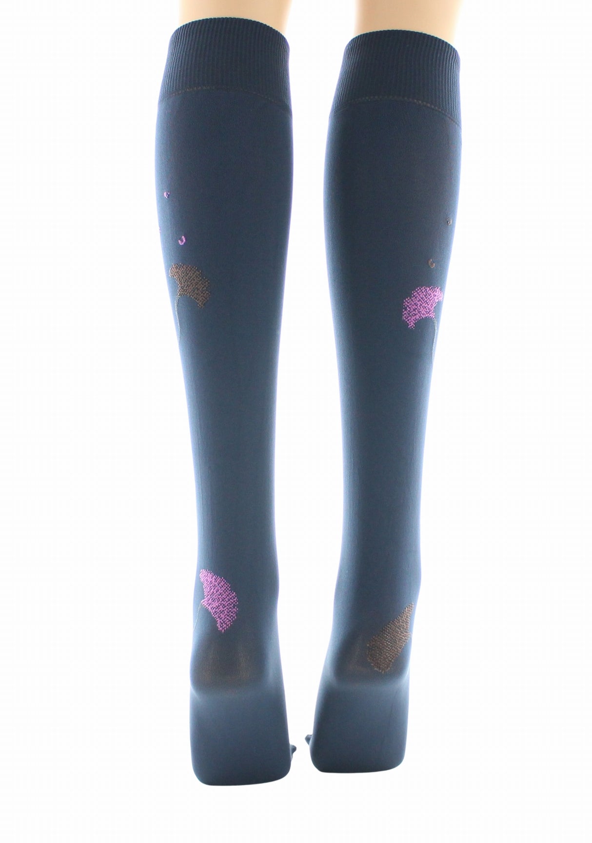 Mi-bas femme 40 deniers Berthe Albizia Marine/Rose MARINE