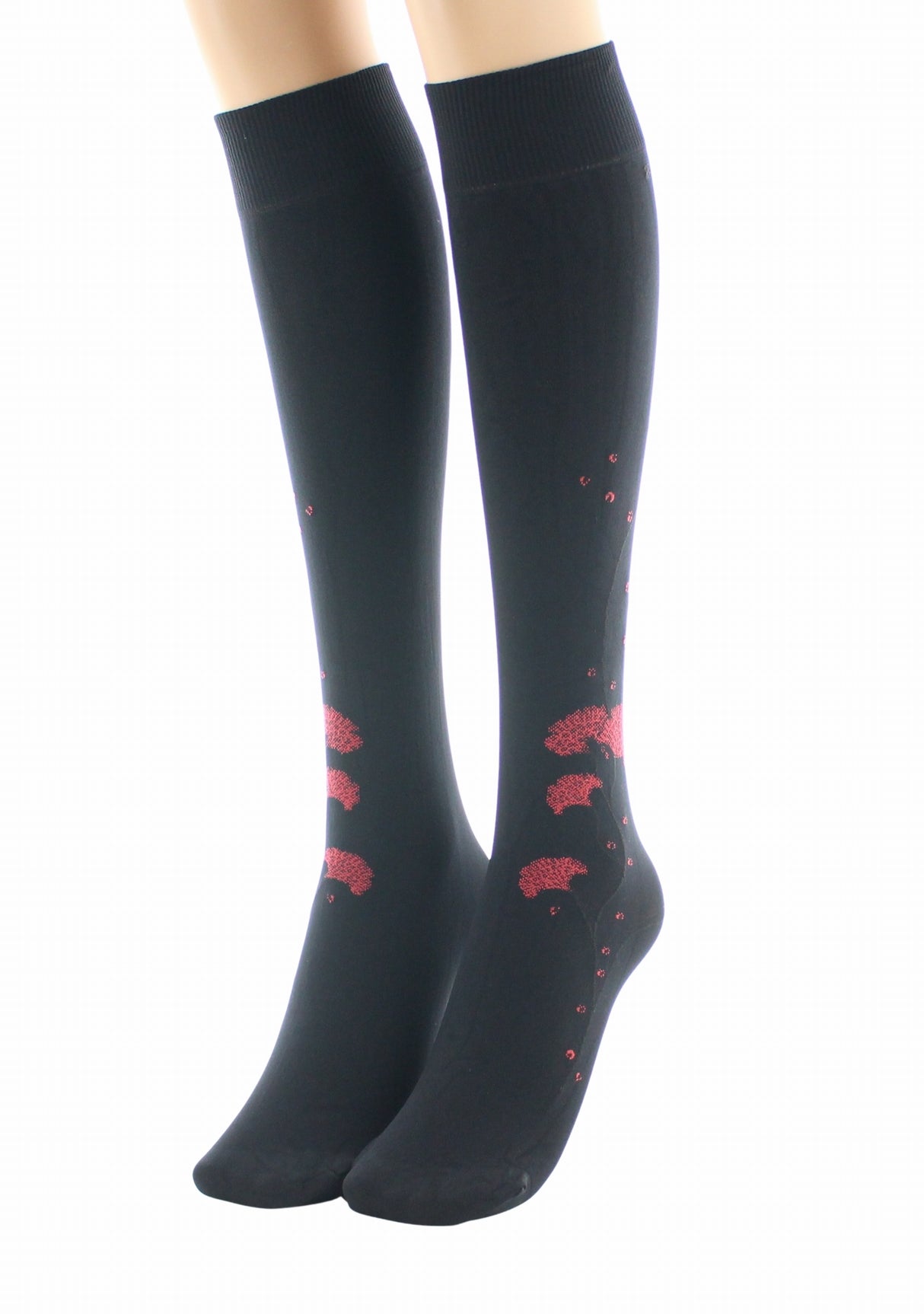 Mi-bas femme 40 deniers Berthe Albizia Noir/Rouge NOIR