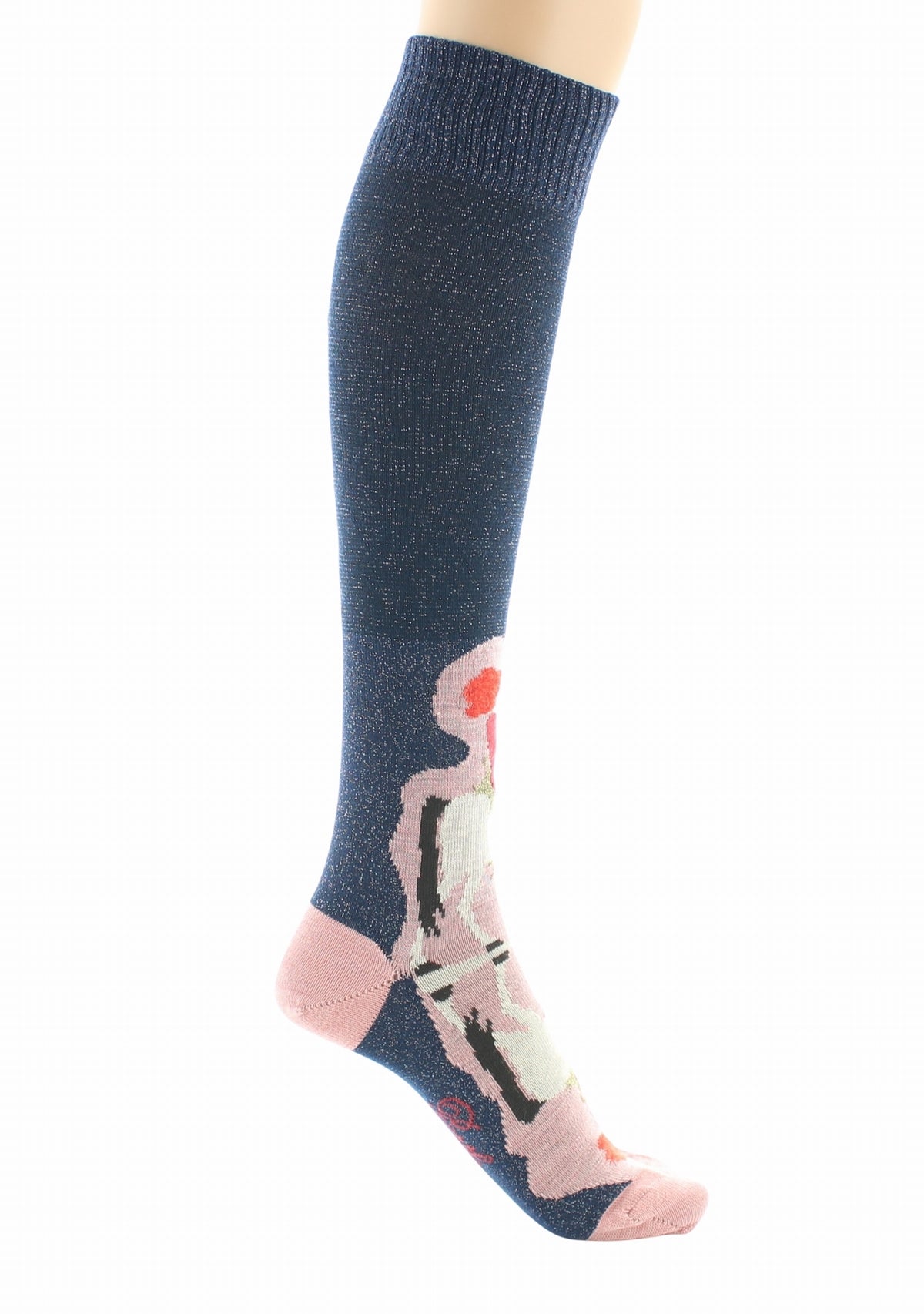 Mi-bas femme Berthe La Cavalière BLEU NUIT/ROSE