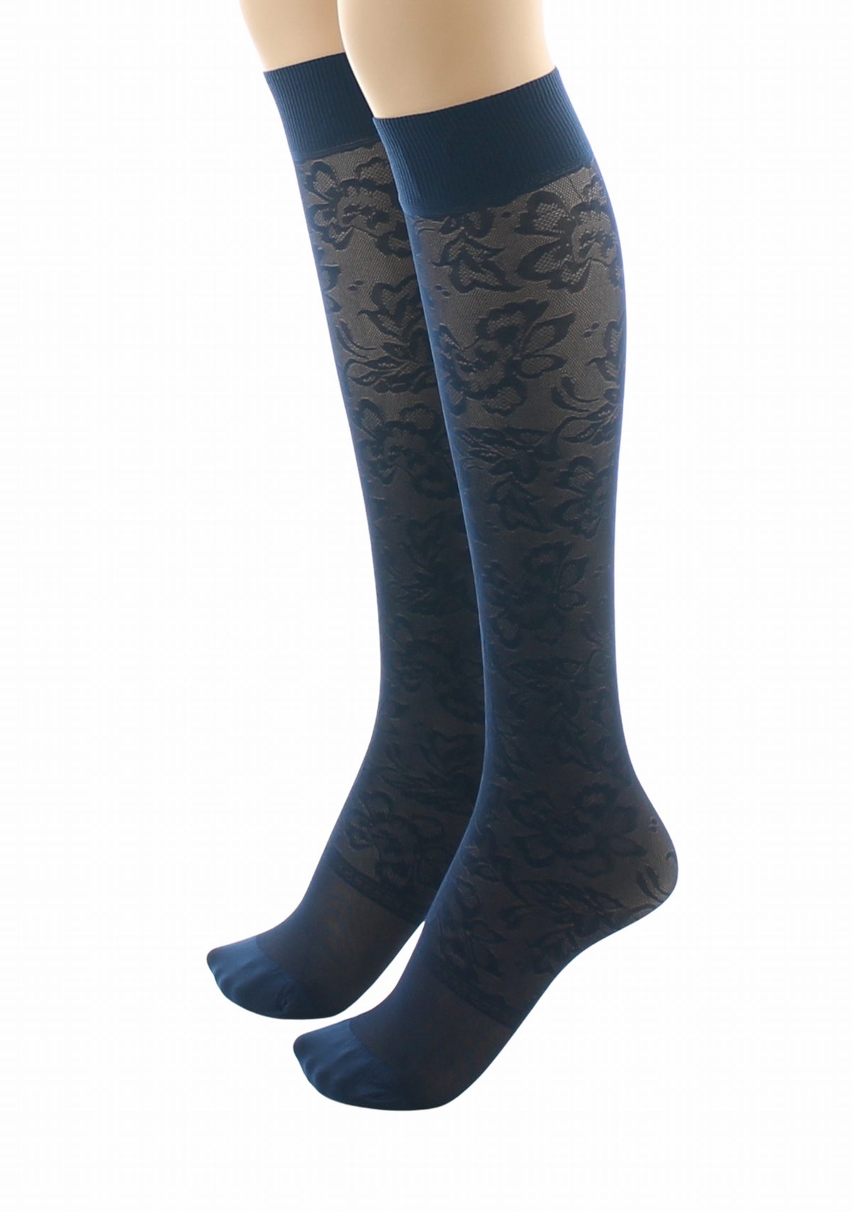 Mi-bas fins 40 deniers Berthe Dentelle Bleu marine MARINE