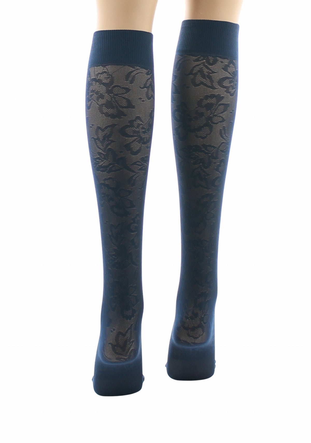 Mi-bas fins 40 deniers Berthe Dentelle Bleu marine MARINE