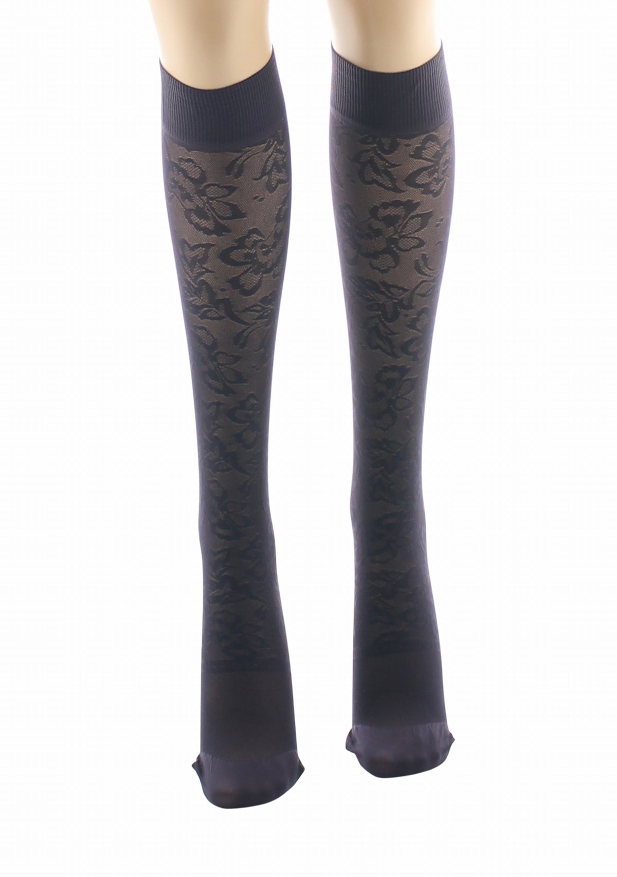 Mi-bas fins 40 deniers Berthe Dentelle Prune PRUNE