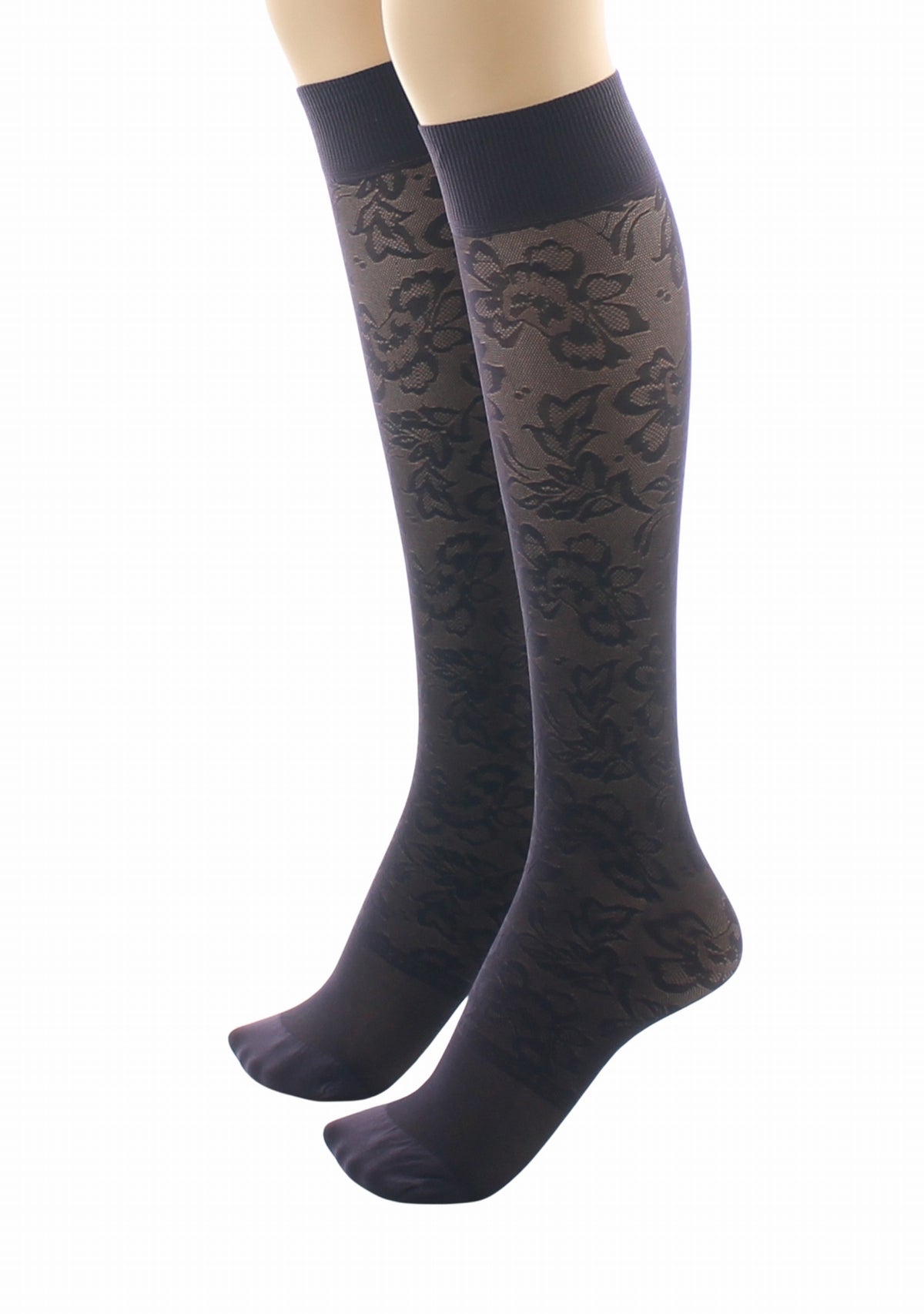 Mi-bas fins 40 deniers Berthe Dentelle Prune PRUNE