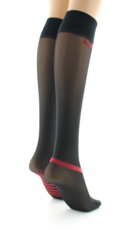 Mi-bas nœuds et rayures Rouge ROUGE