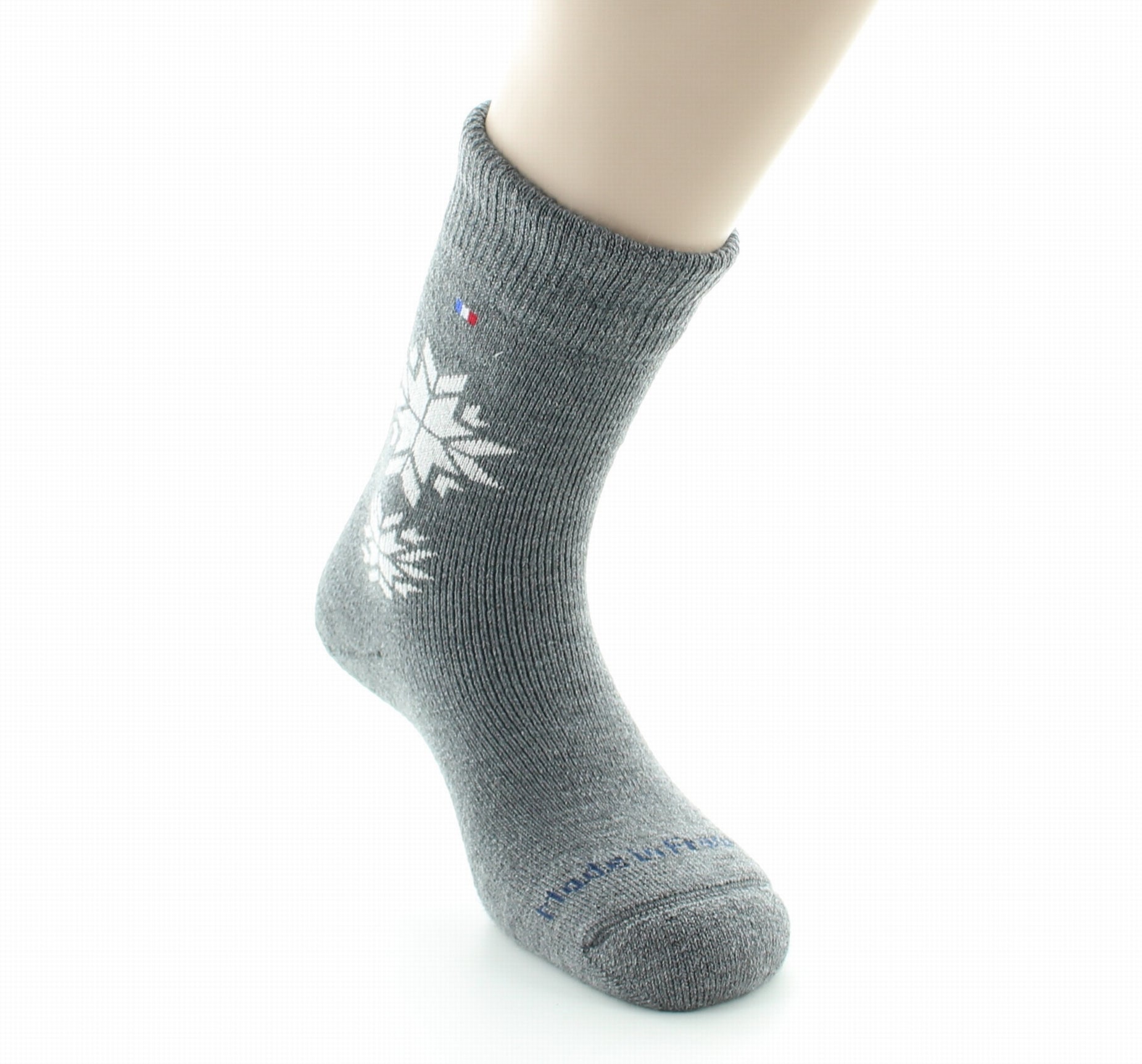 Mi-Chaussettes Bouclette Etoile en Laine et Soie GRIS MOYEN