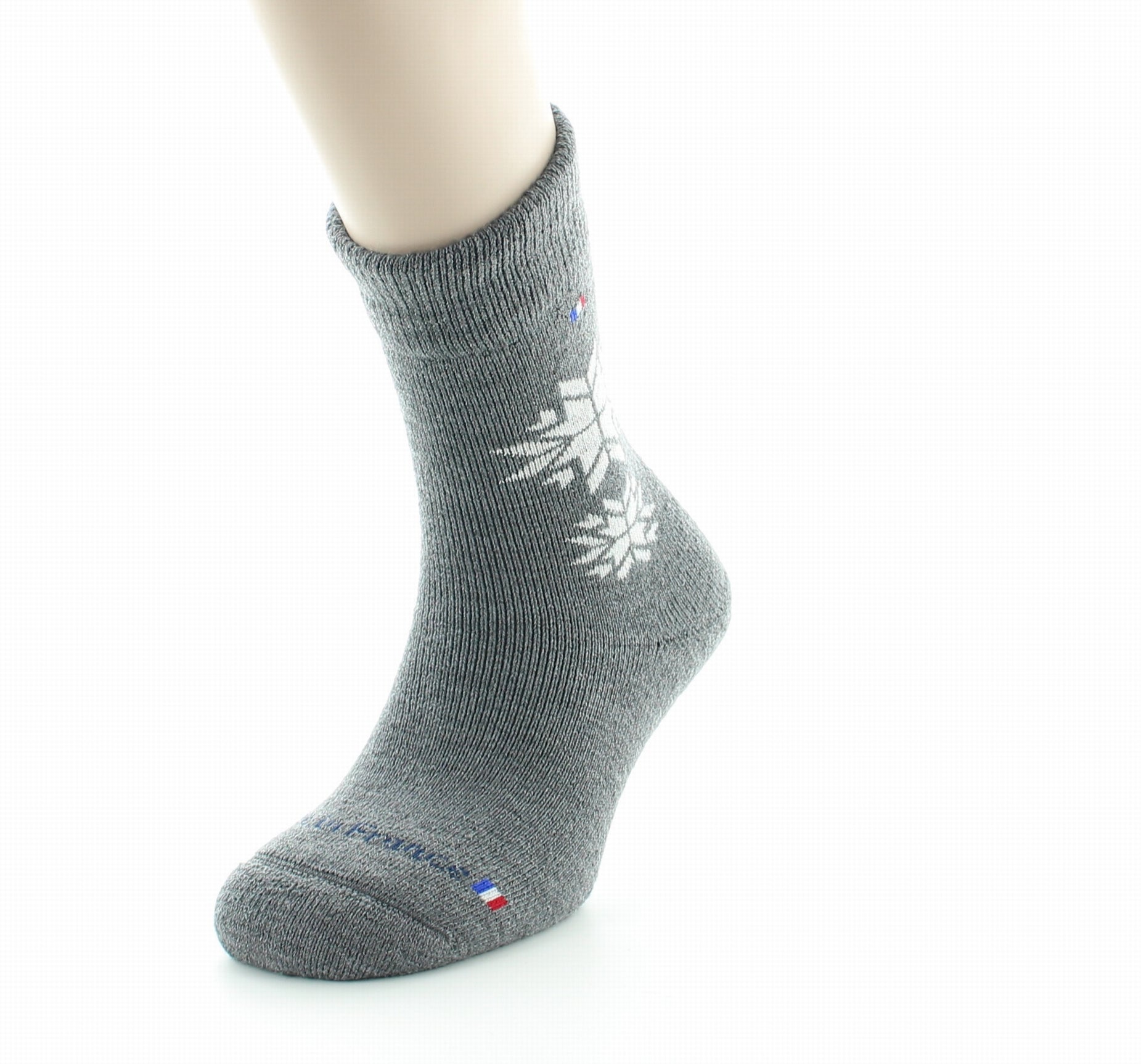 Mi-Chaussettes Bouclette Etoile en Laine et Soie GRIS MOYEN