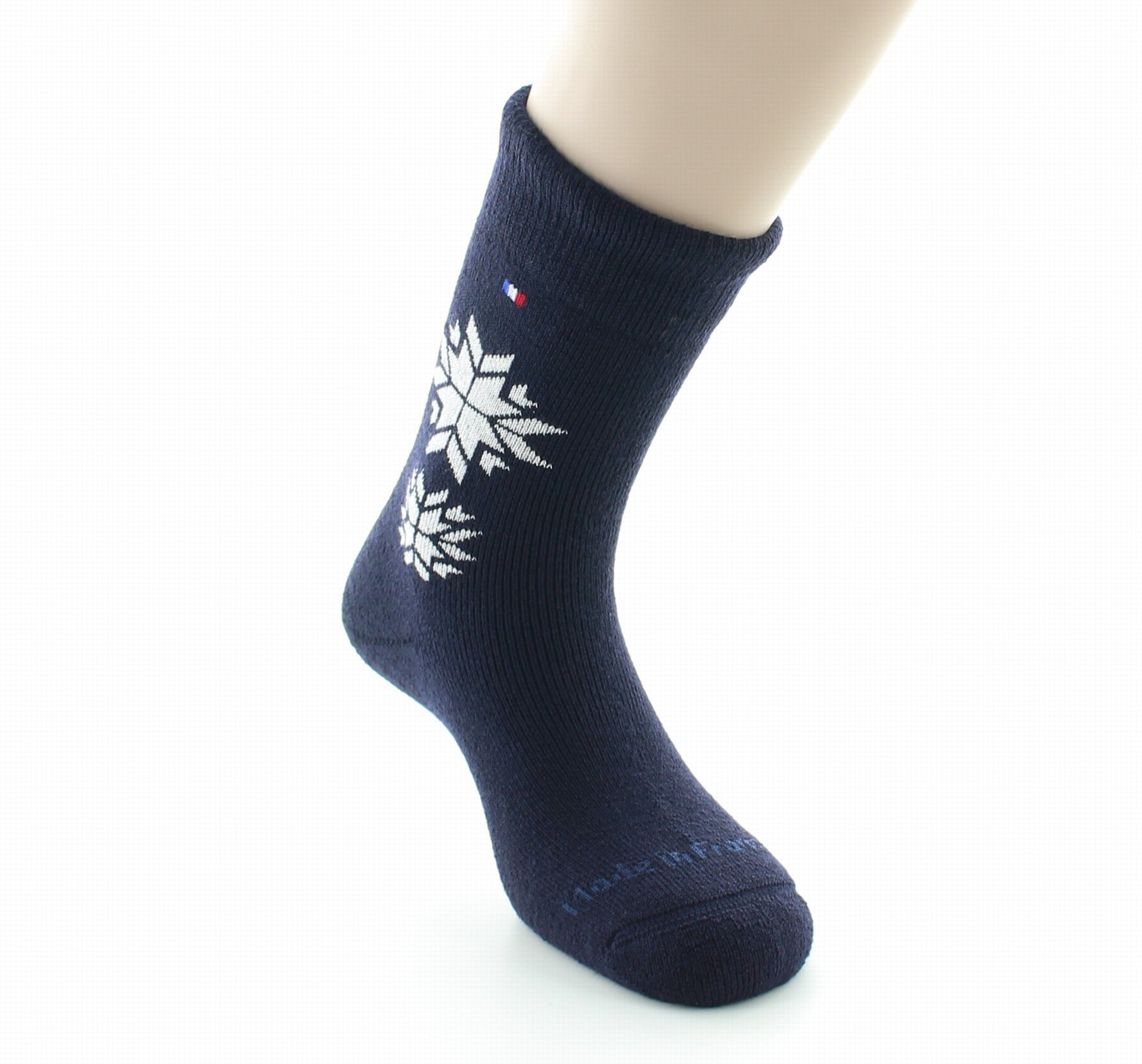 Mi-Chaussettes Bouclette Etoile en Laine et Soie MARINE